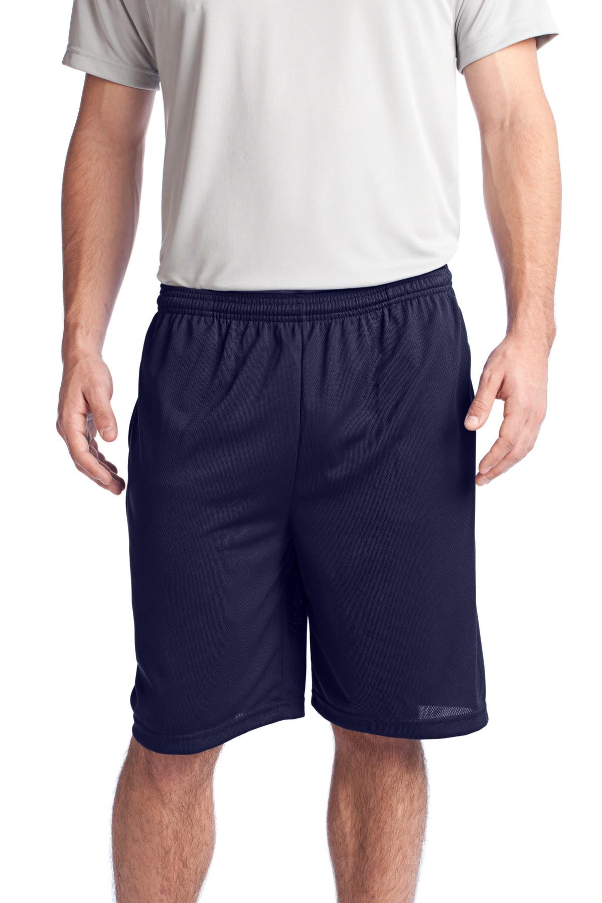 Sport-Tek PosiCharge Tough Mesh Pocket Short. ST312 in True Navy