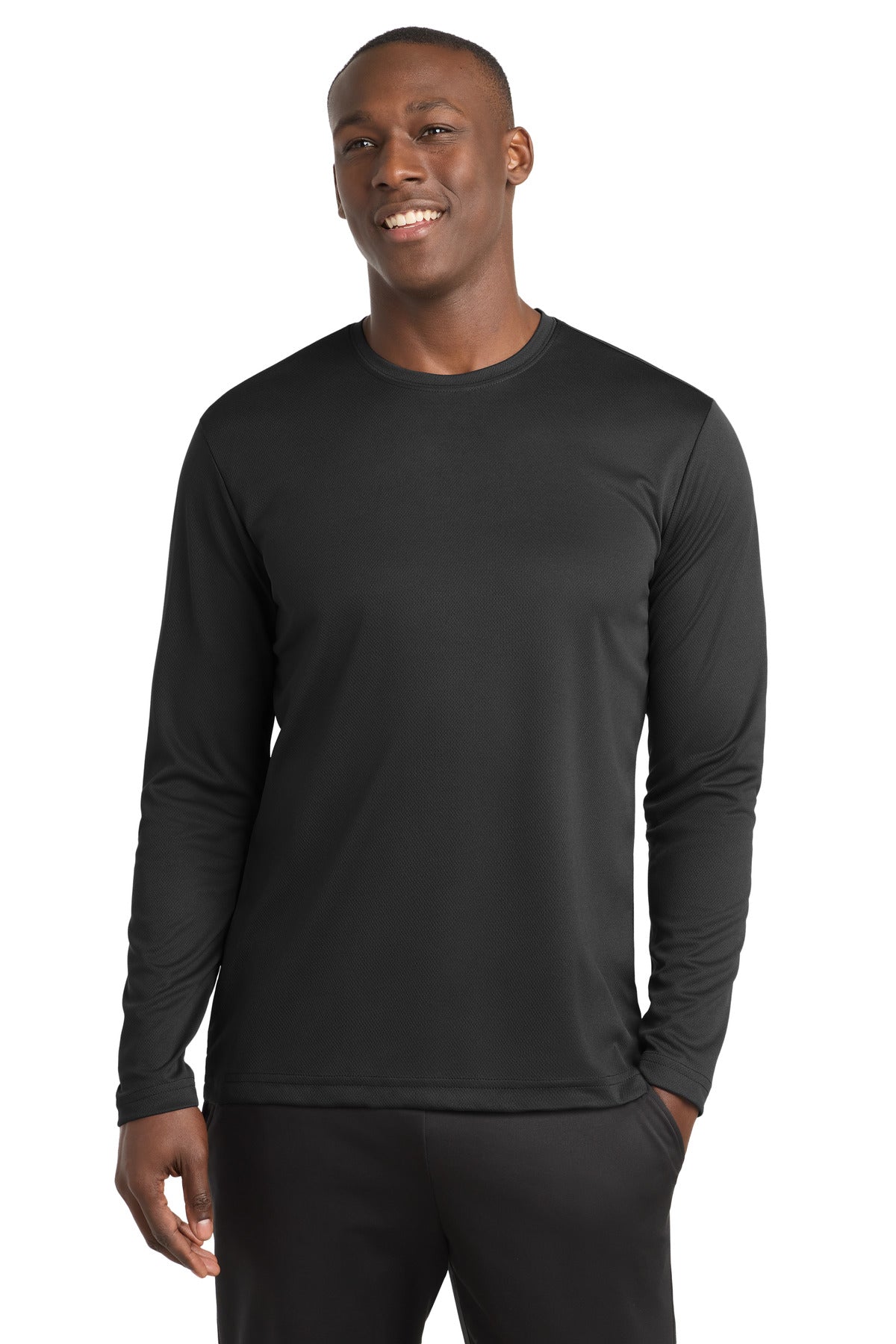 Sport-Tek PosiCharge RacerMesh Long Sleeve Tee. ST340LS in Black