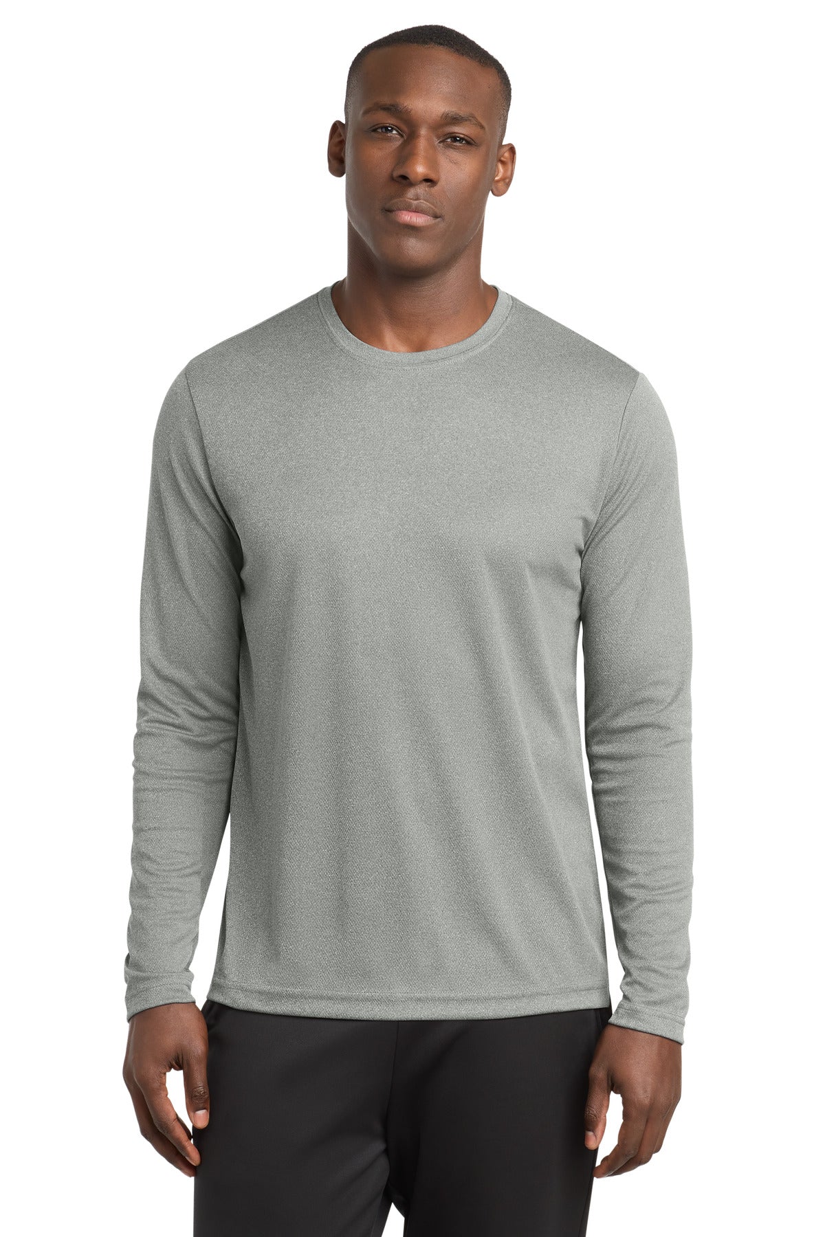 Sport-Tek PosiCharge RacerMesh Long Sleeve Tee. ST340LS in Grey Heather
