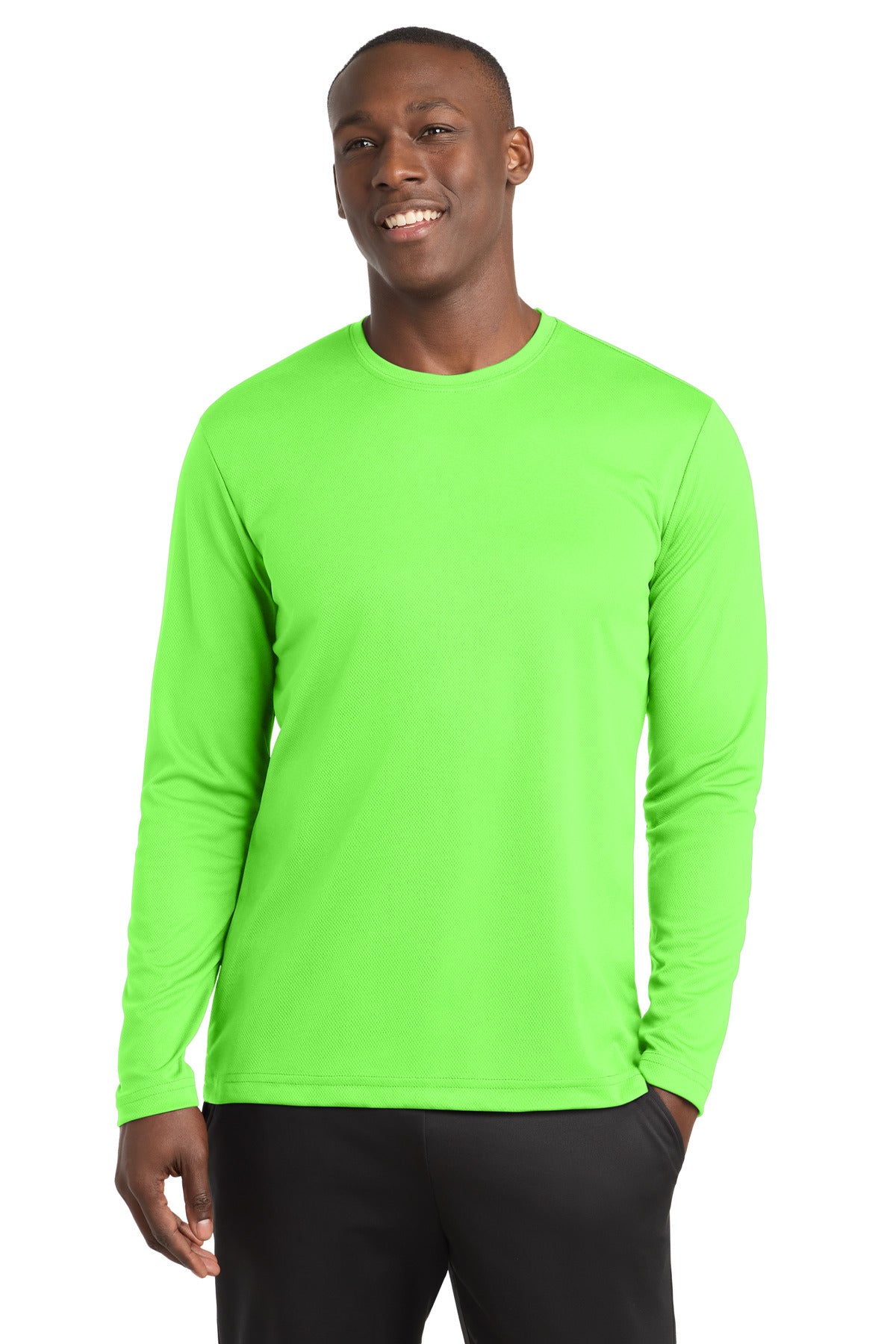 Sport-Tek PosiCharge RacerMesh Long Sleeve Tee. ST340LS in Neon Green