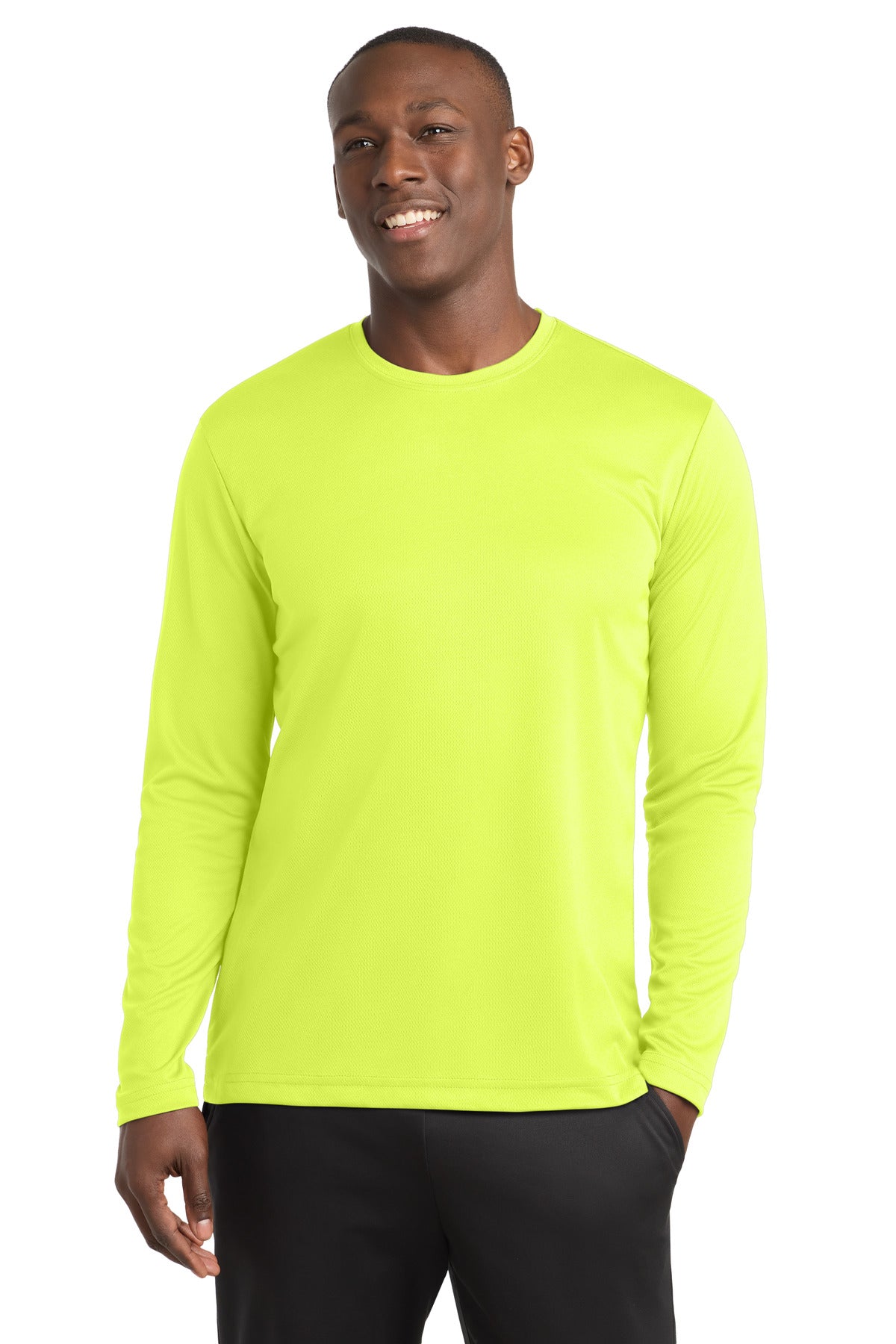 Sport-Tek PosiCharge RacerMesh Long Sleeve Tee. ST340LS in Neon Yellow
