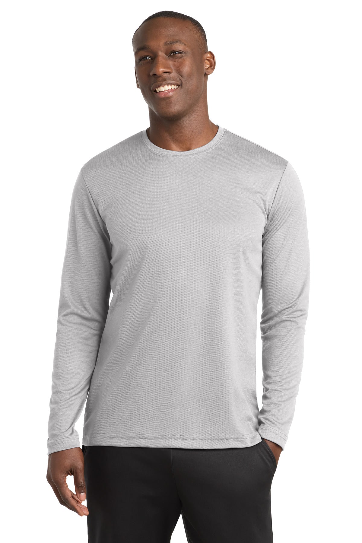 Sport-Tek PosiCharge RacerMesh Long Sleeve Tee. ST340LS in Silver