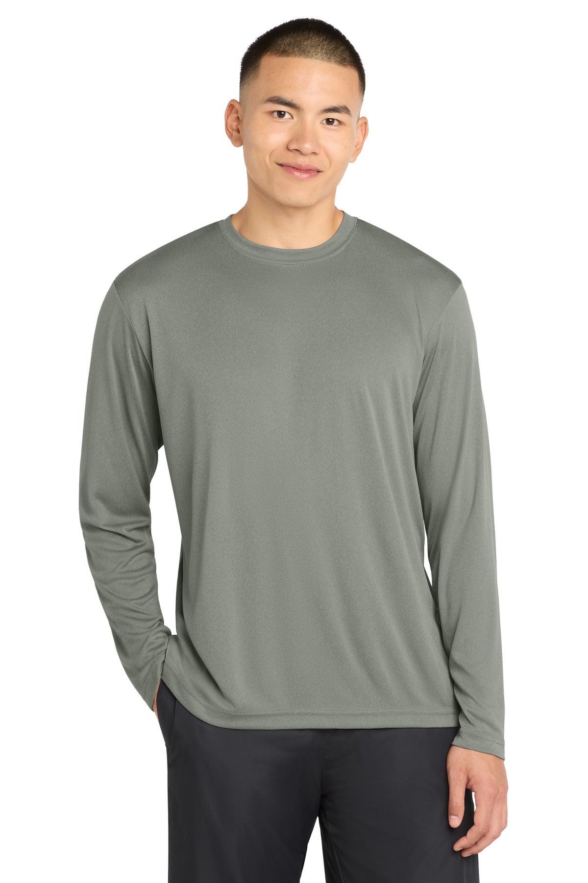 Sport-Tek Long Sleeve PosiCharge Competitor Tee. ST350LS in Grey Concrete Heather