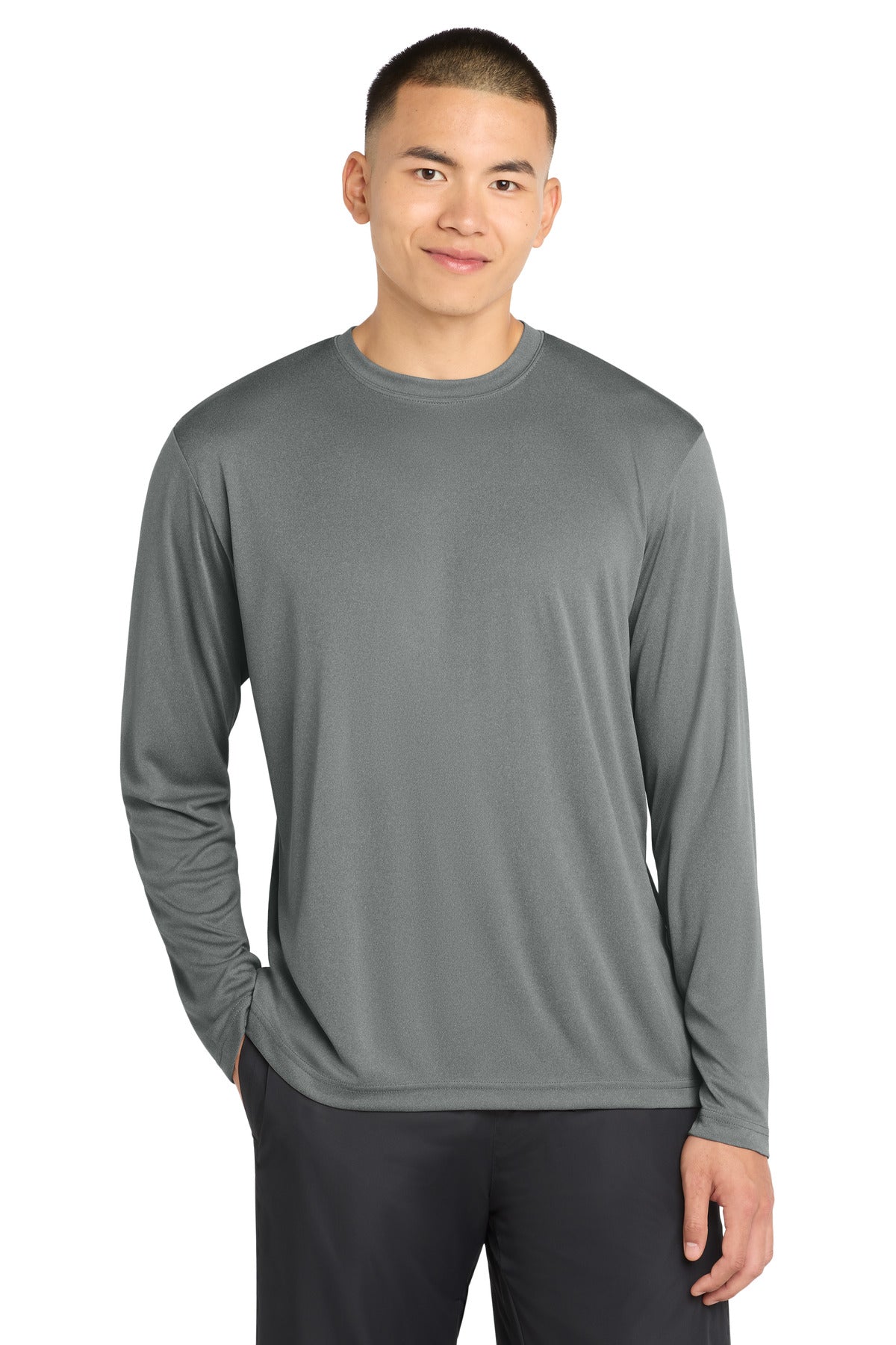 Sport-Tek Long Sleeve PosiCharge Competitor Tee. ST350LS in Iron Grey Heather
