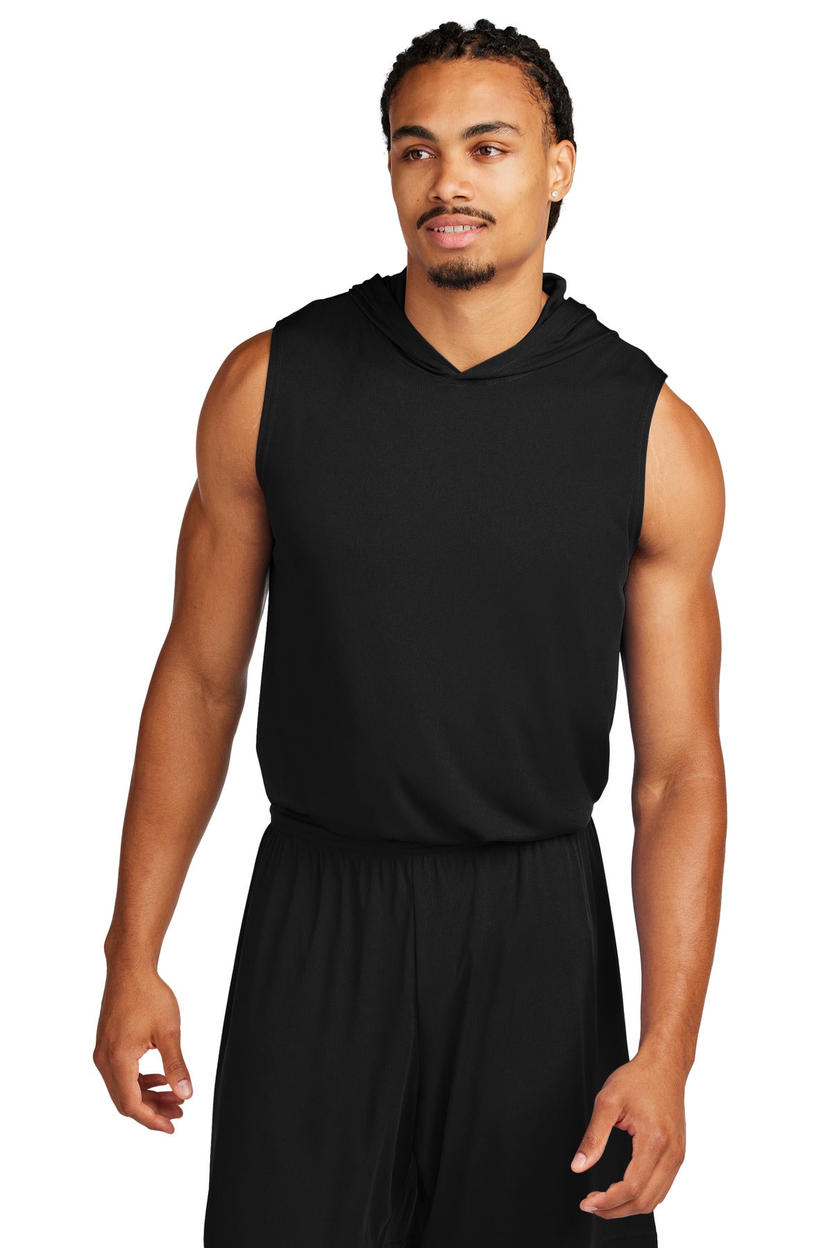Sport-Tek Competitor Sleeveless Hoodie ST352H in Black
