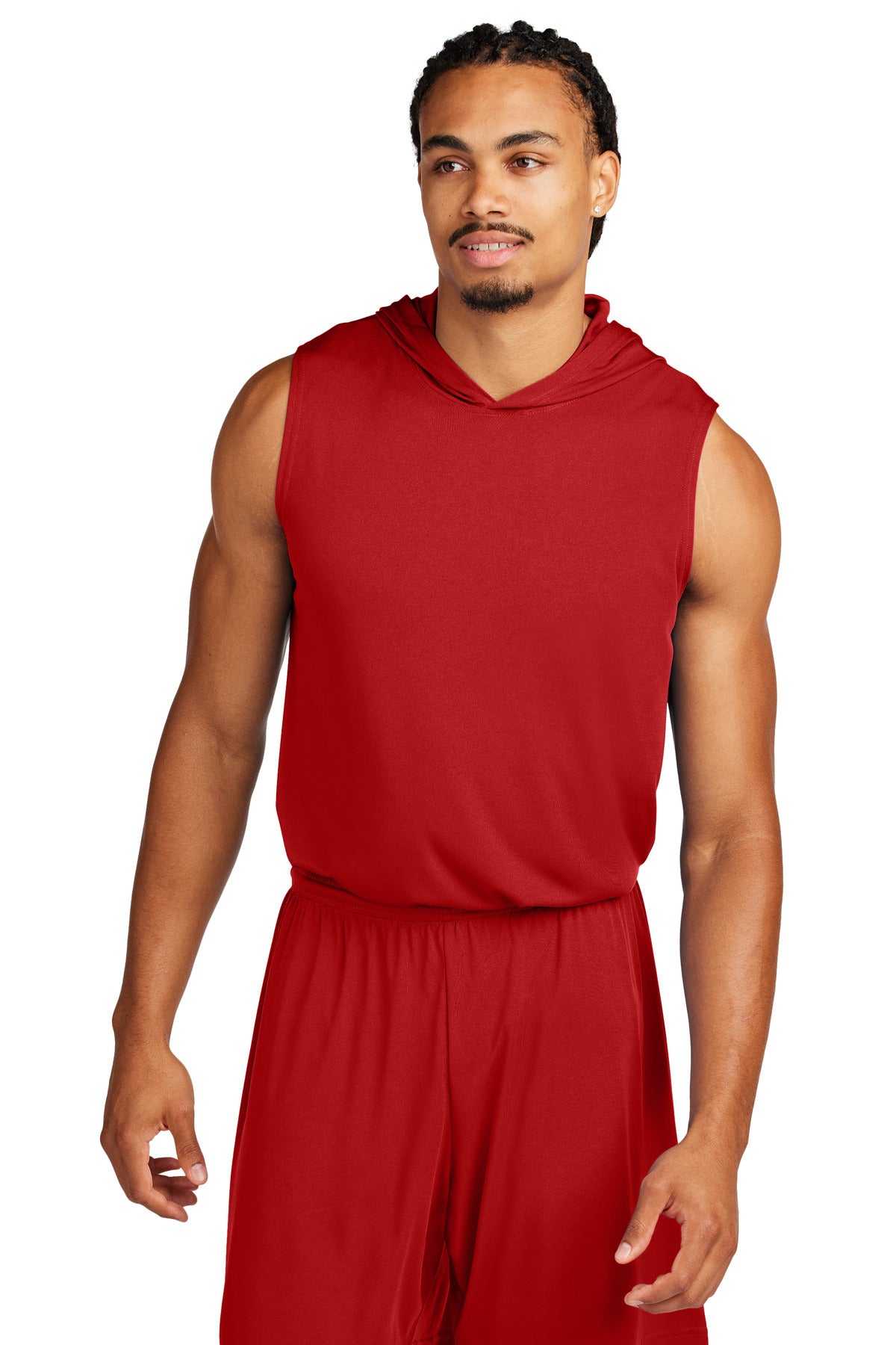 Sport-Tek Competitor Sleeveless Hoodie ST352H in Deep Red