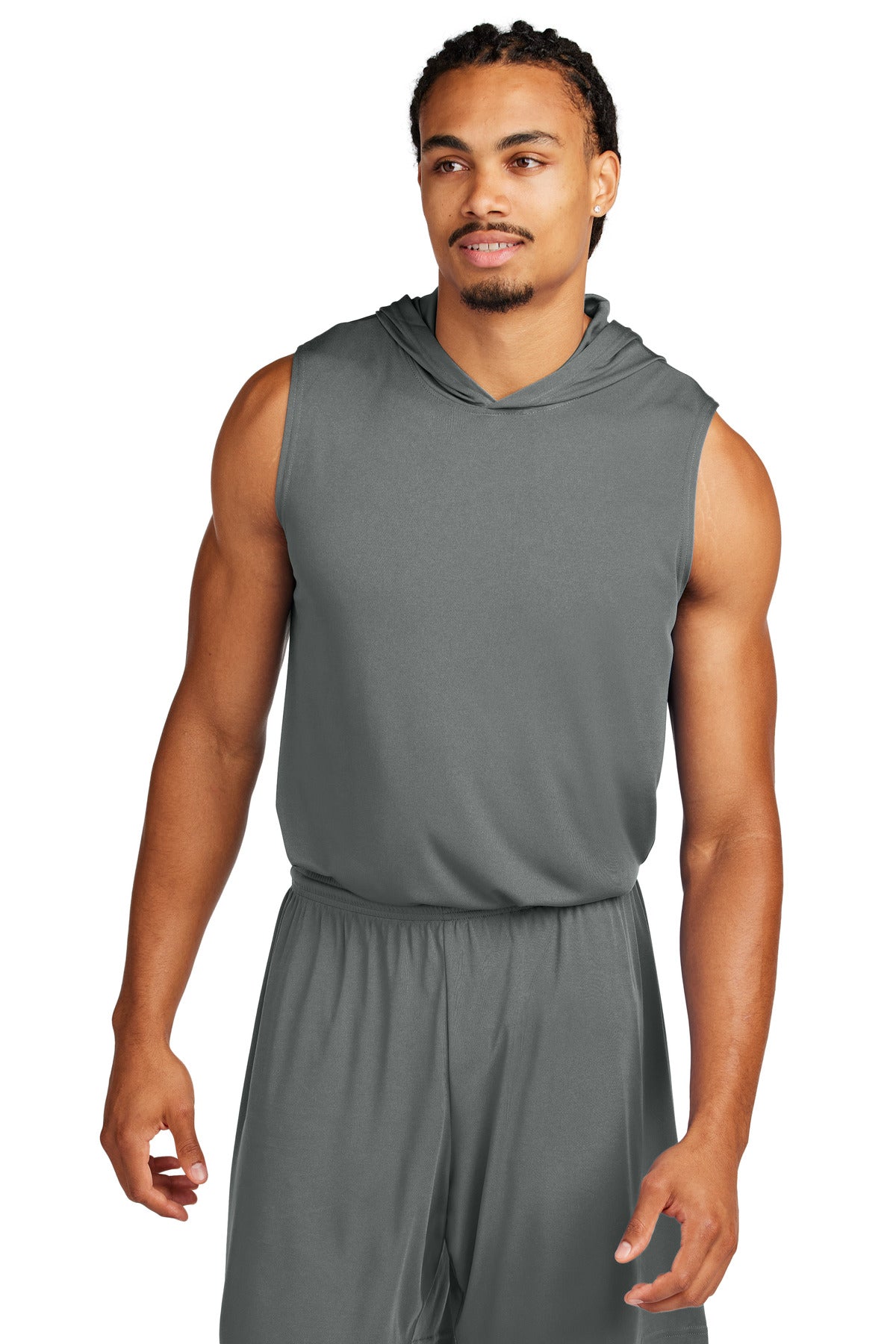 Sport-Tek Competitor Sleeveless Hoodie ST352H in Iron Grey