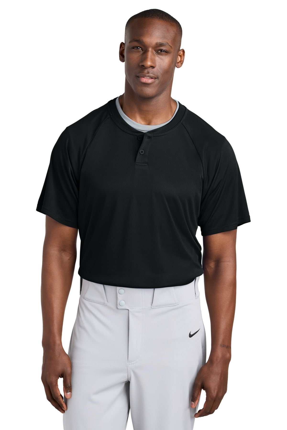 Sport-Tek PosiCharge Competitor 2-Button Henley ST359 in Black