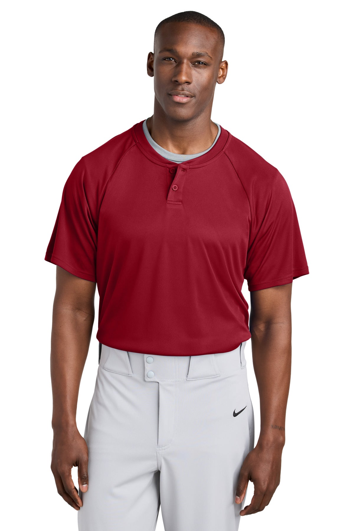 Sport-Tek PosiCharge Competitor 2-Button Henley ST359 in Deep Red