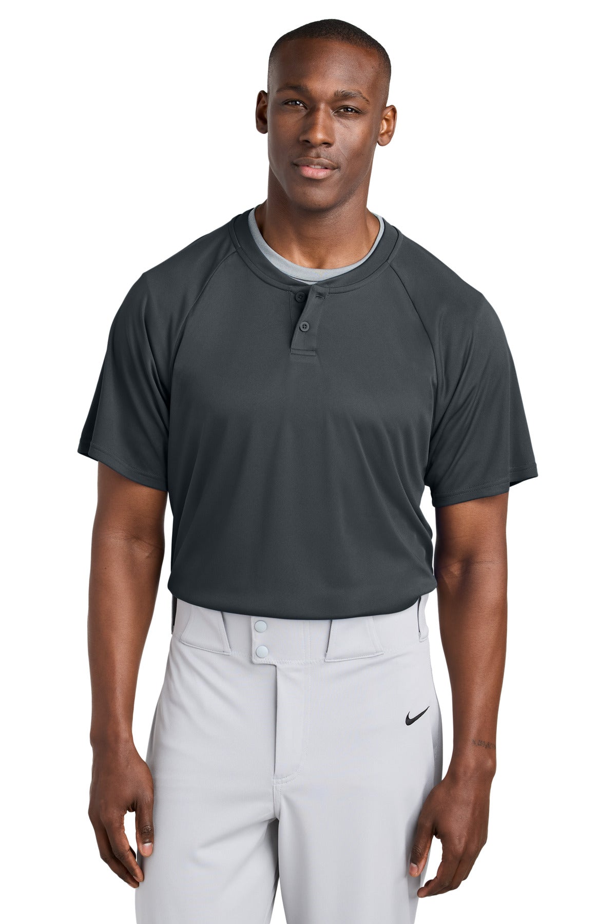 Sport-Tek PosiCharge Competitor 2-Button Henley ST359 in Iron Grey