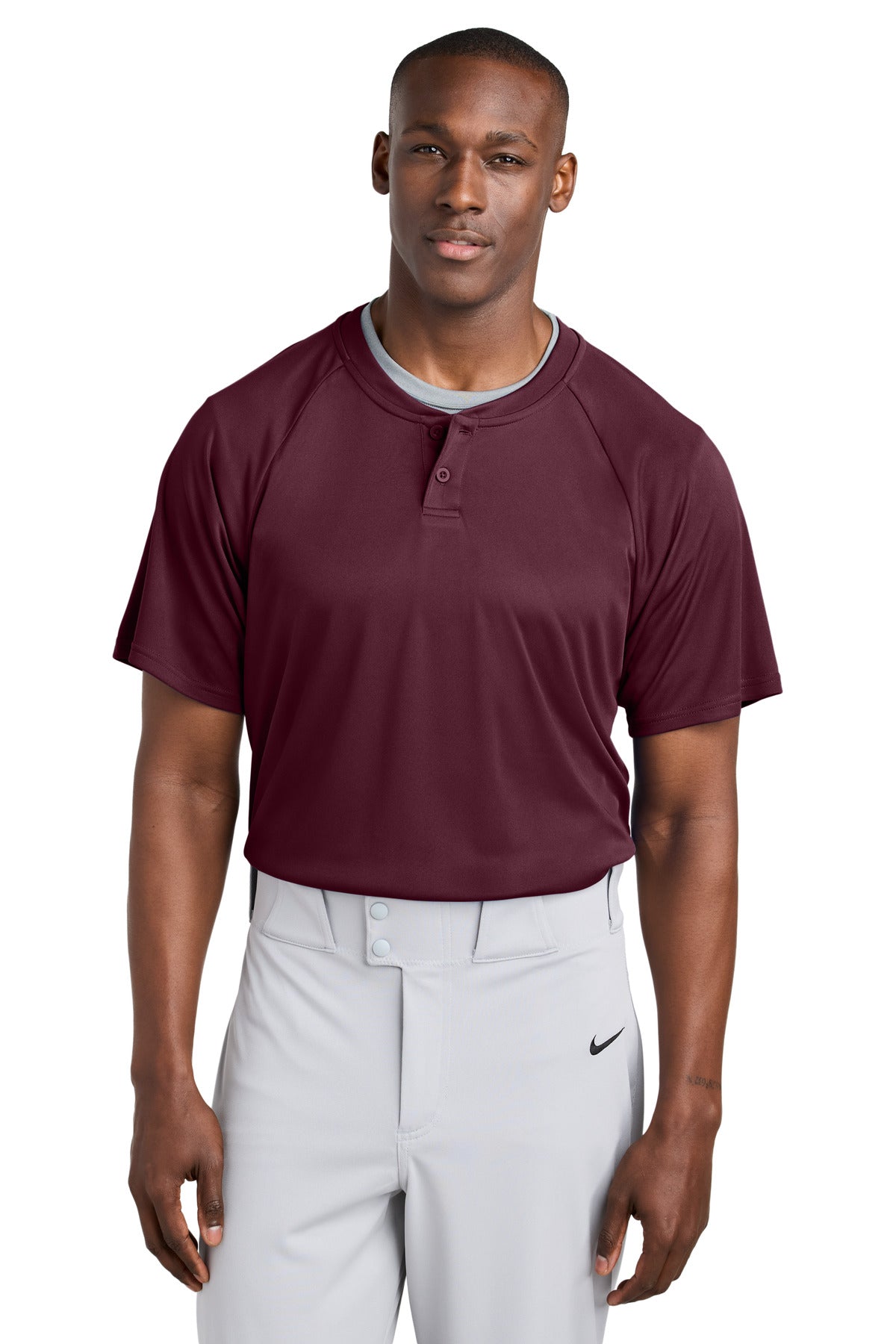 Sport-Tek PosiCharge Competitor 2-Button Henley ST359 in Maroon