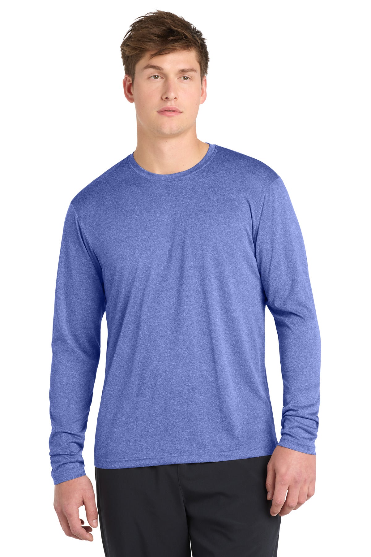 Sport-Tek Long Sleeve Heather Contender Tee. ST360LS in True Royal Heather