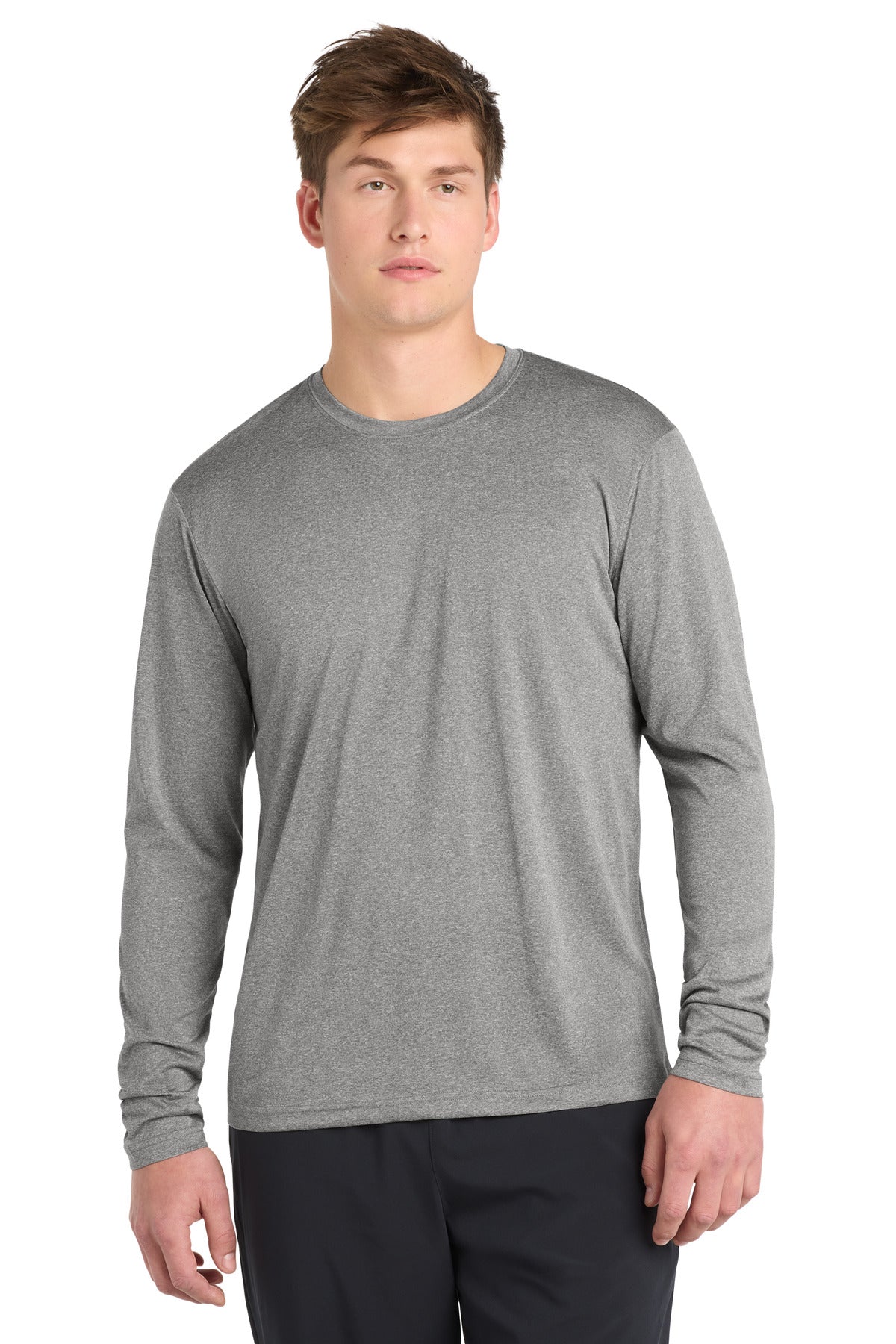 Sport-Tek Long Sleeve Heather Contender Tee. ST360LS in Vintage Heather