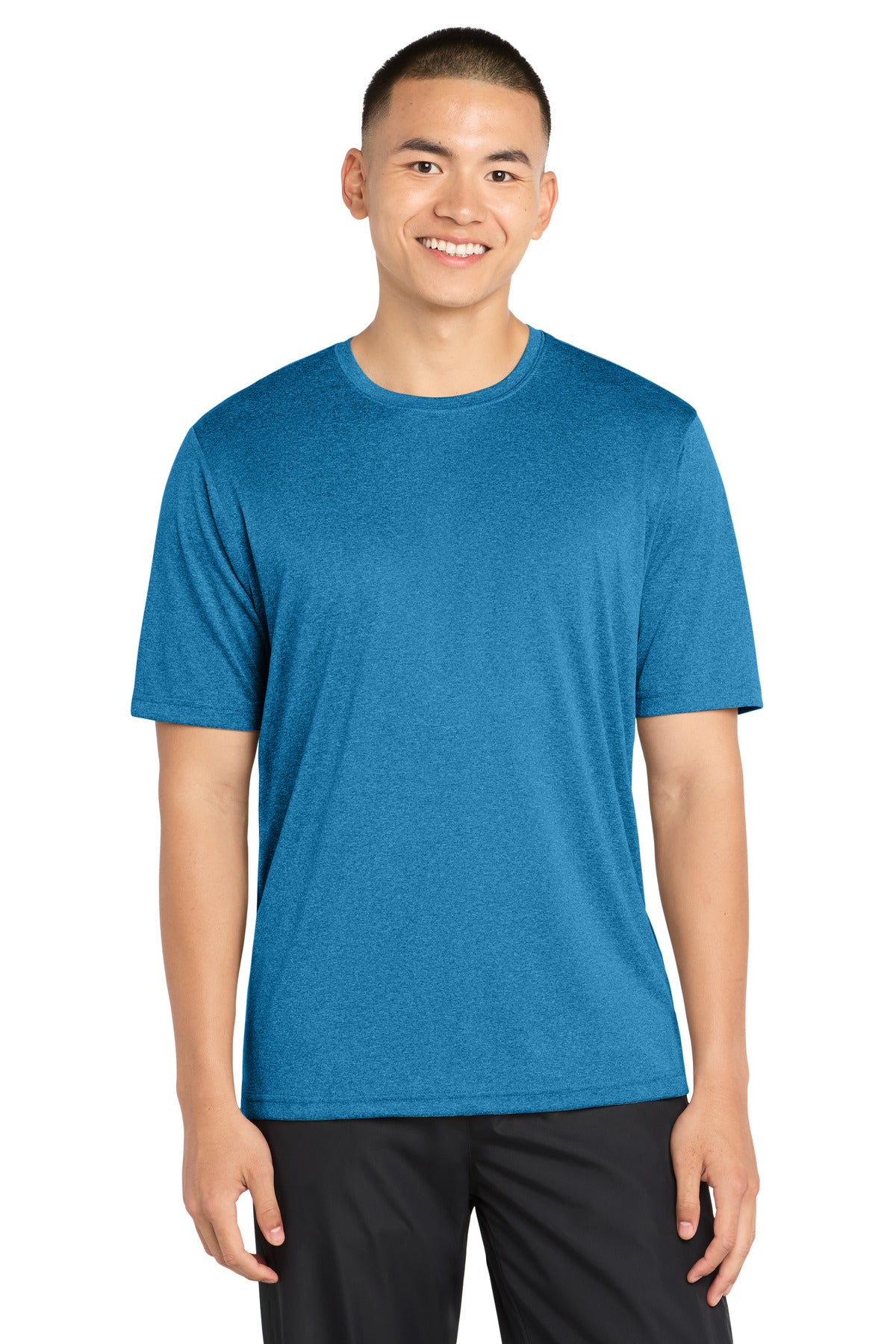 Sport-Tek Heather Contender Tee. ST360 in Blue Wake Heather