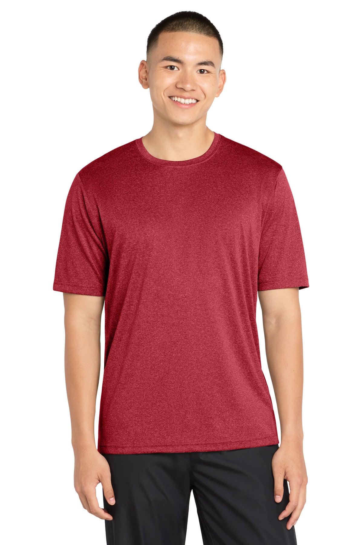 Sport-Tek Heather Contender Tee. ST360 in Scarlet Heather