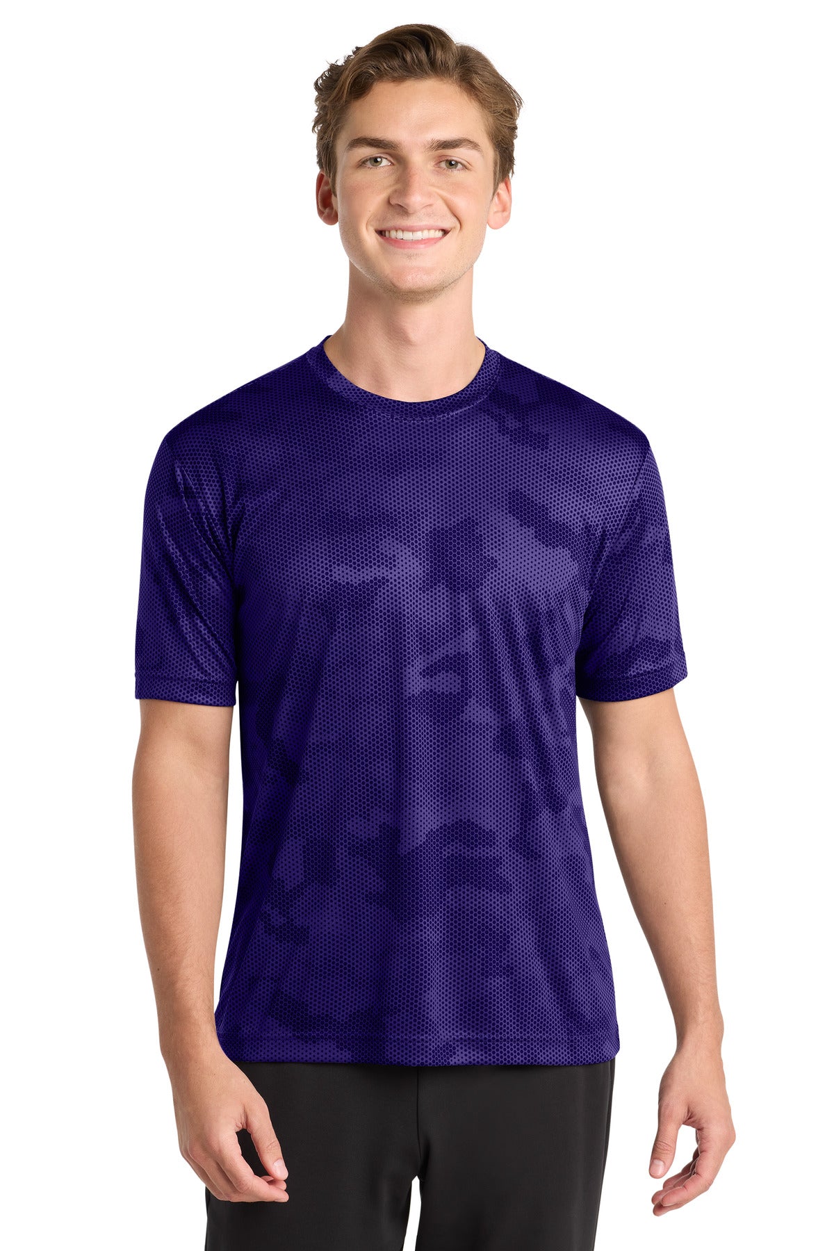 Sport-Tek CamoHex Tee. ST370 in Purple