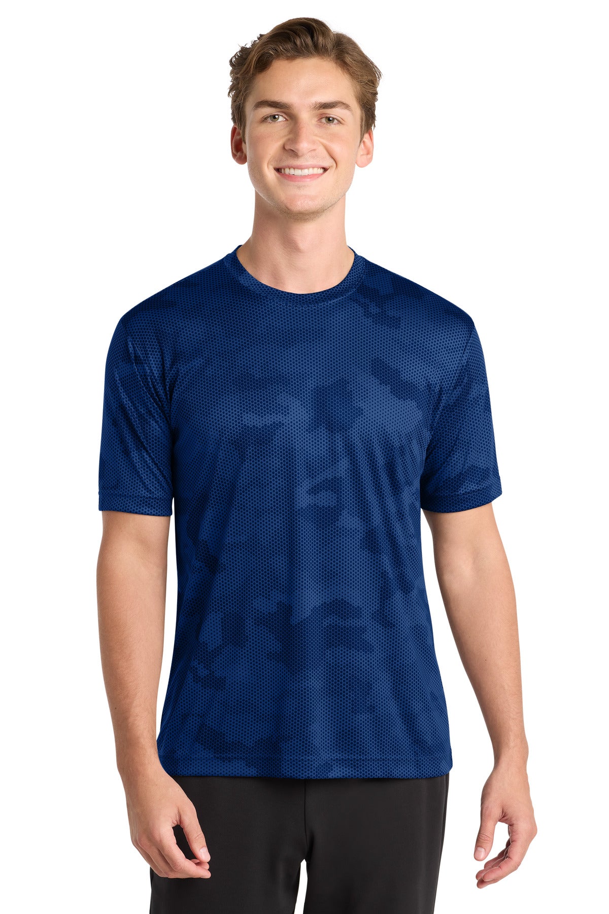 Sport-Tek CamoHex Tee. ST370 in True Royal