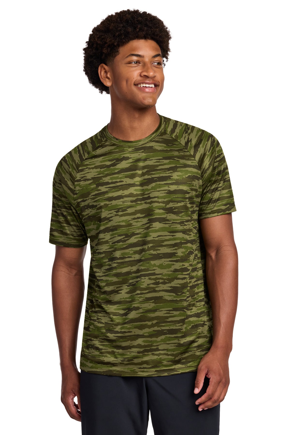 Sport-Tek Drift Camo Tee ST375 in Olive Drab Green