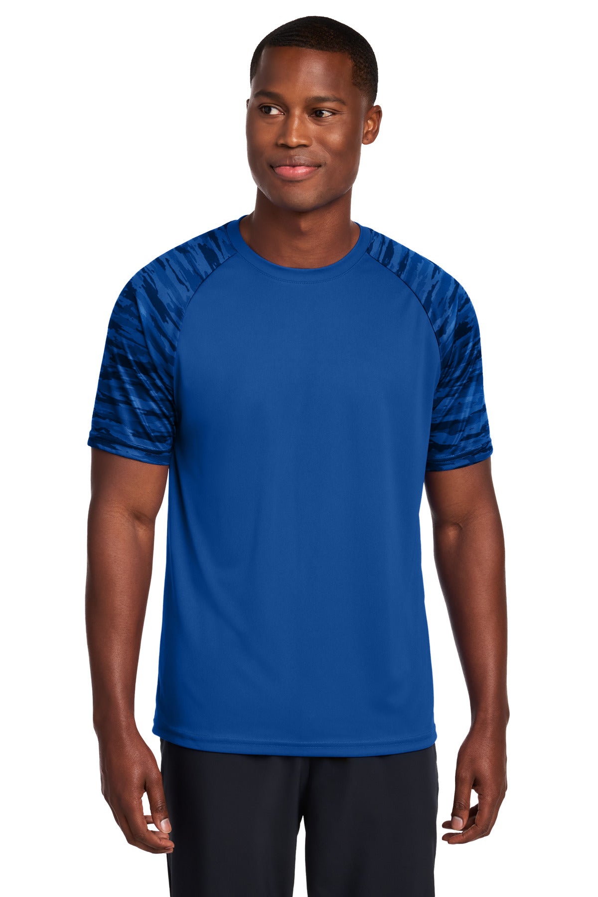 Sport-Tek Drift Camo Colorblock Tee ST376 in True Royal