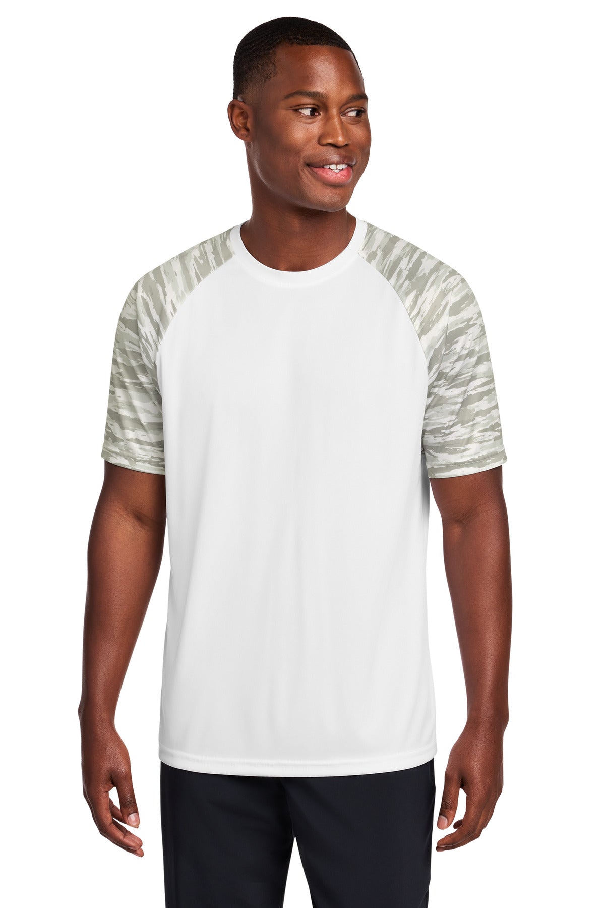 Sport-Tek Drift Camo Colorblock Tee ST376 in White