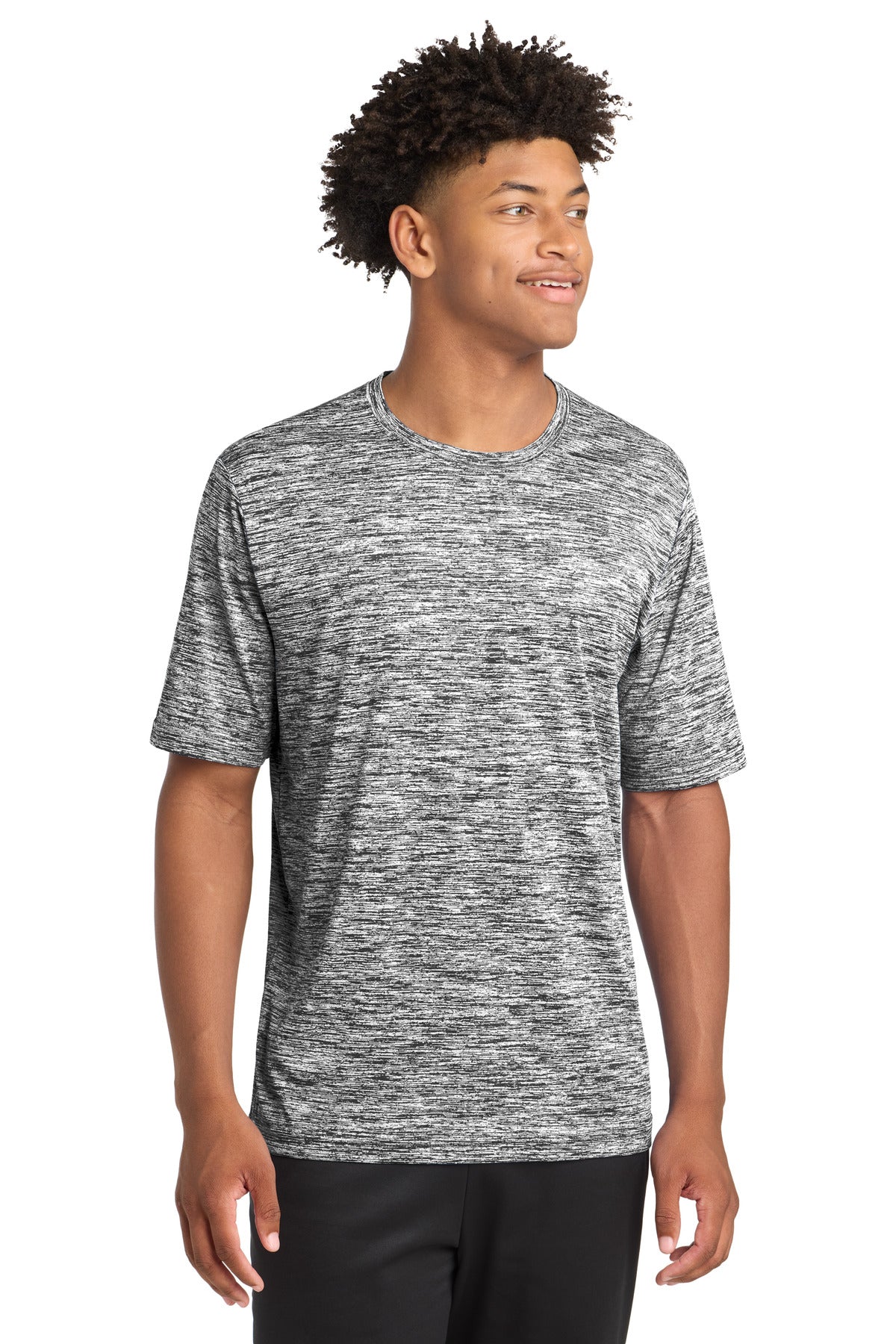 Sport-Tek PosiCharge Electric Heather Tee. ST390 in Black Electric