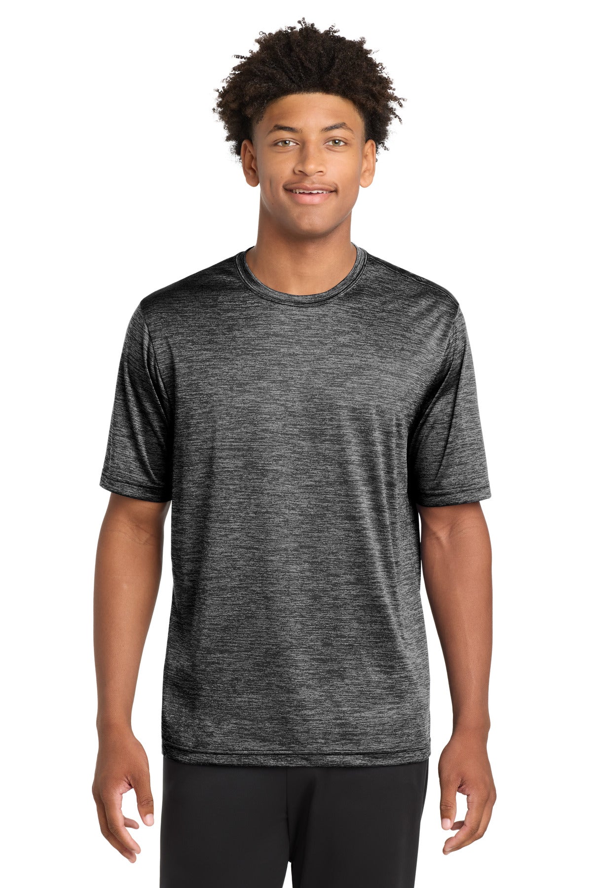 Sport-Tek PosiCharge Electric Heather Tee. ST390 in Grey-Black Electric