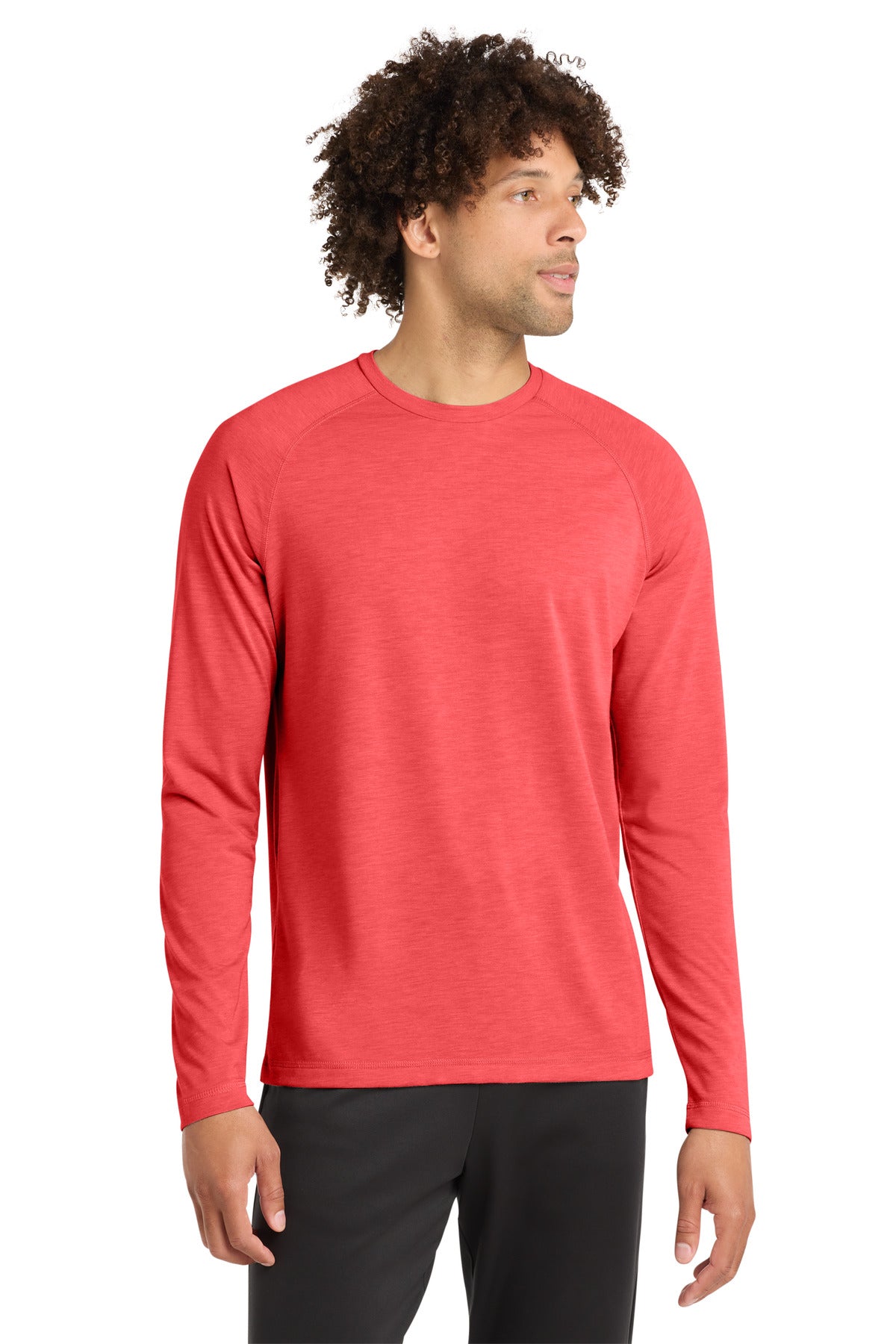 Sport-Tek  PosiCharge  Long Sleeve Tri-Blend Wicking Raglan Tee ST400LS in True Red Heather