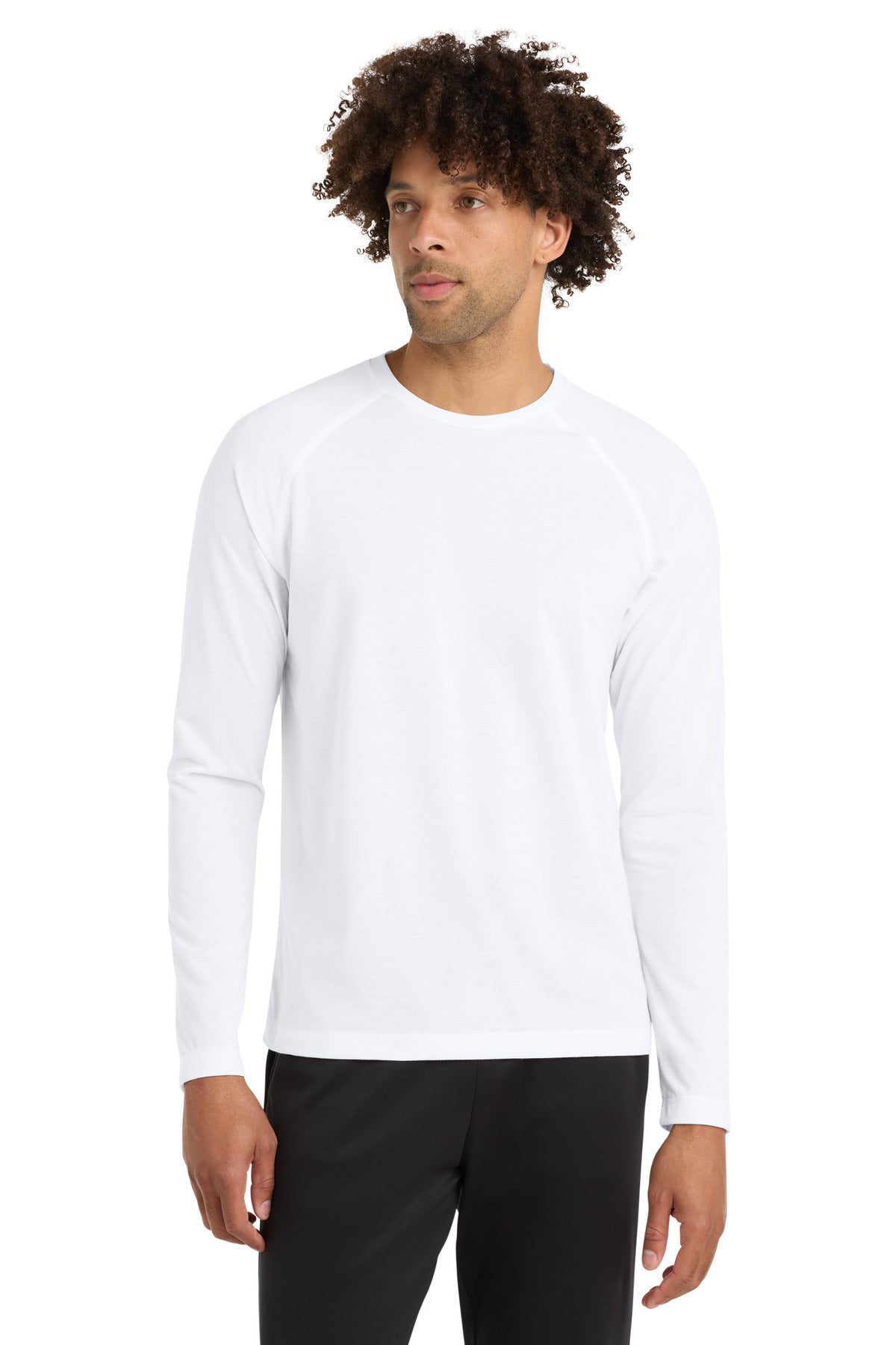 Sport-Tek  PosiCharge  Long Sleeve Tri-Blend Wicking Raglan Tee ST400LS in White Triad Solid