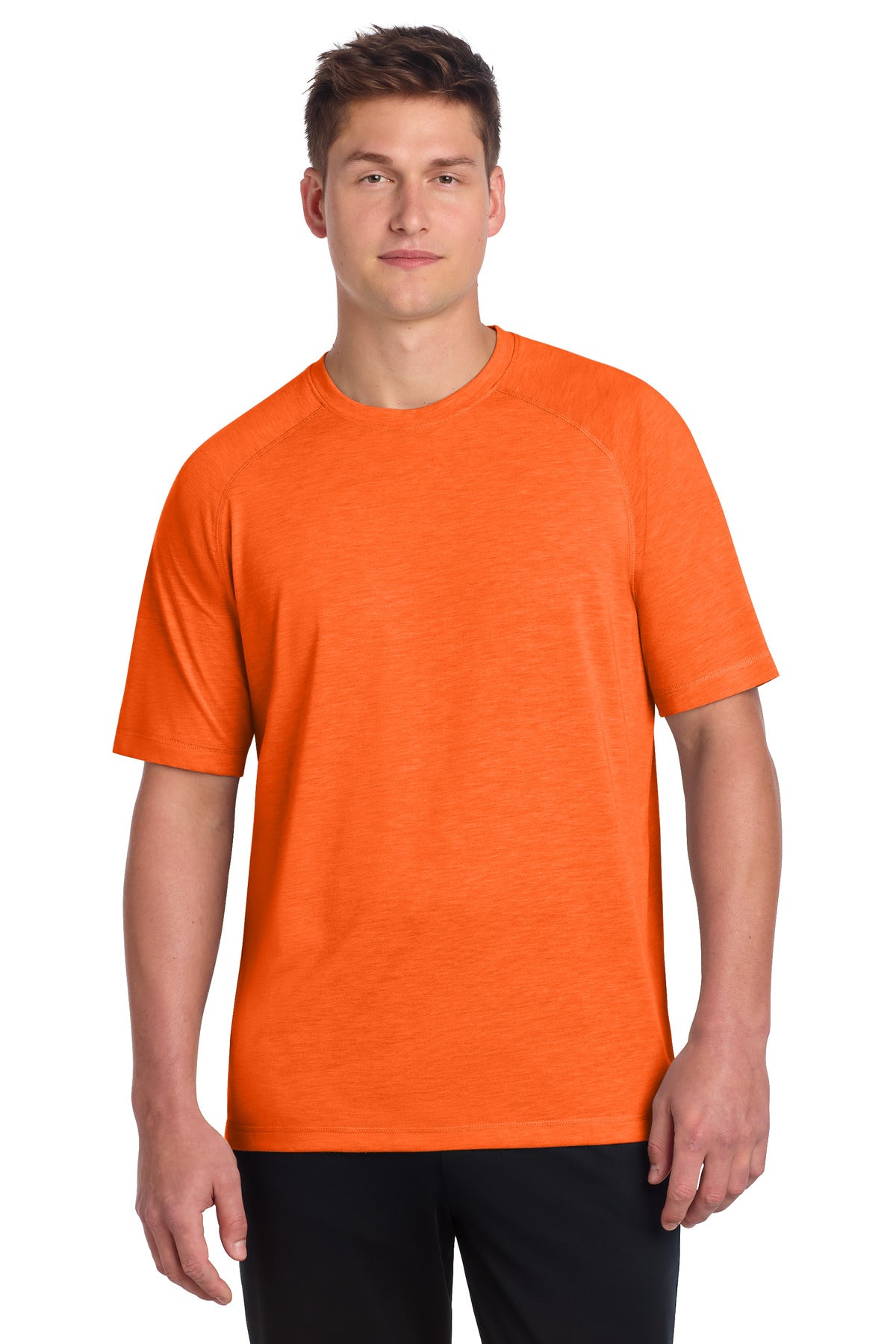 Sport-Tek  PosiCharge  Tri-Blend Wicking Raglan Tee. ST400 in Deep Orange Heather