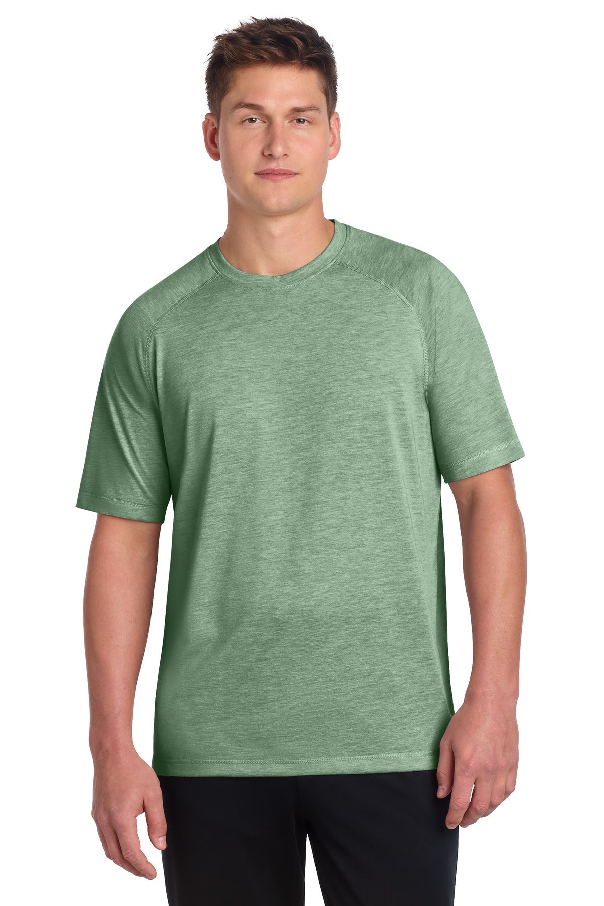 Sport-Tek  PosiCharge  Tri-Blend Wicking Raglan Tee. ST400 in Forest Green Heather