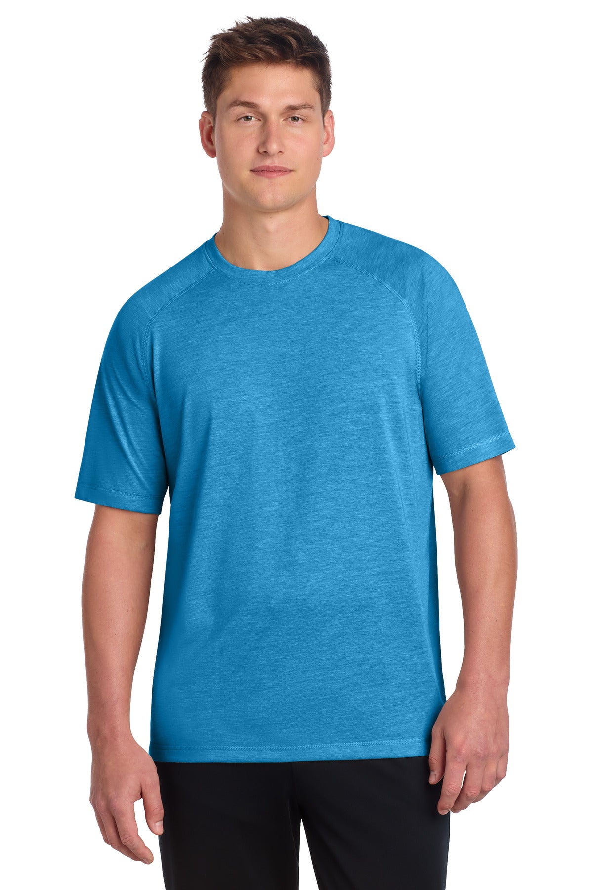 Sport-Tek  PosiCharge  Tri-Blend Wicking Raglan Tee. ST400 in Pond Blue Heather