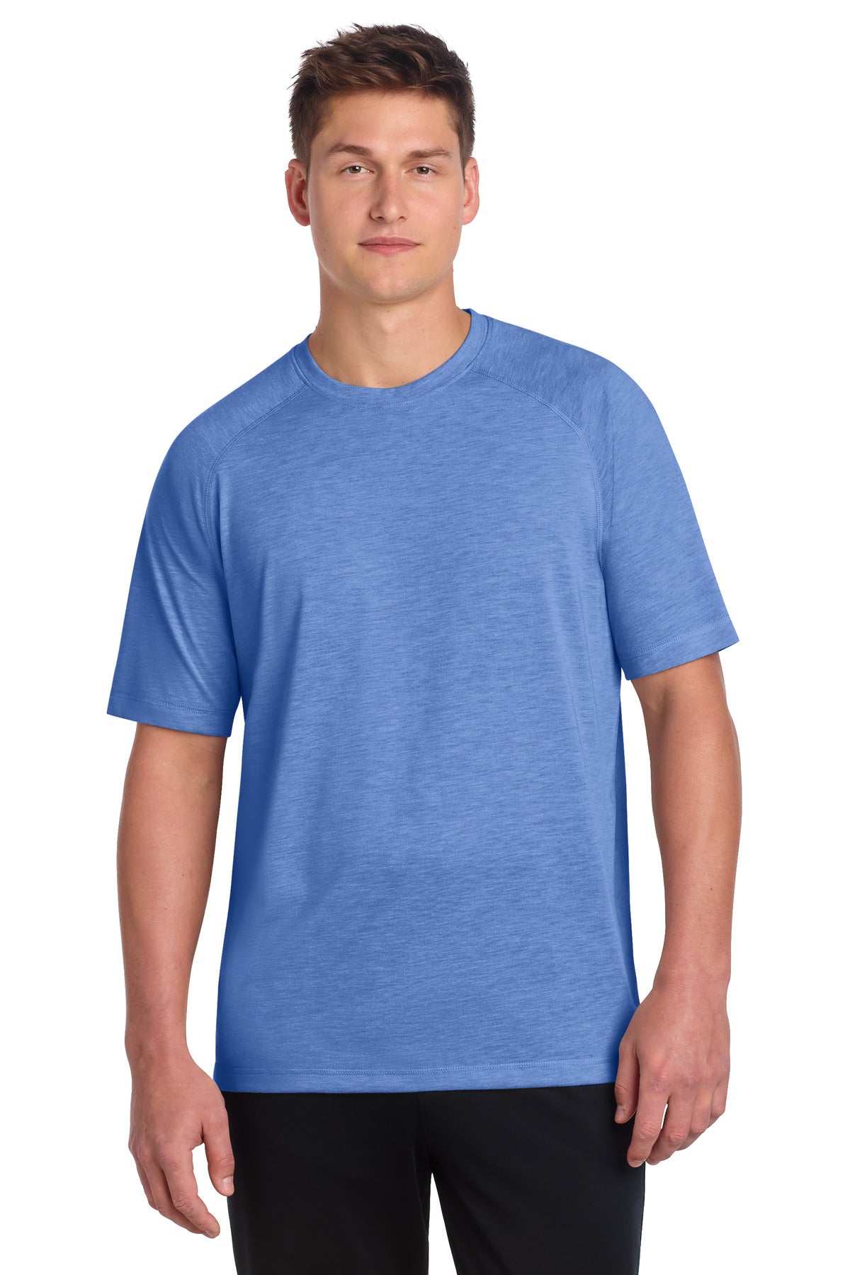 Sport-Tek  PosiCharge  Tri-Blend Wicking Raglan Tee. ST400 in True Royal Heather