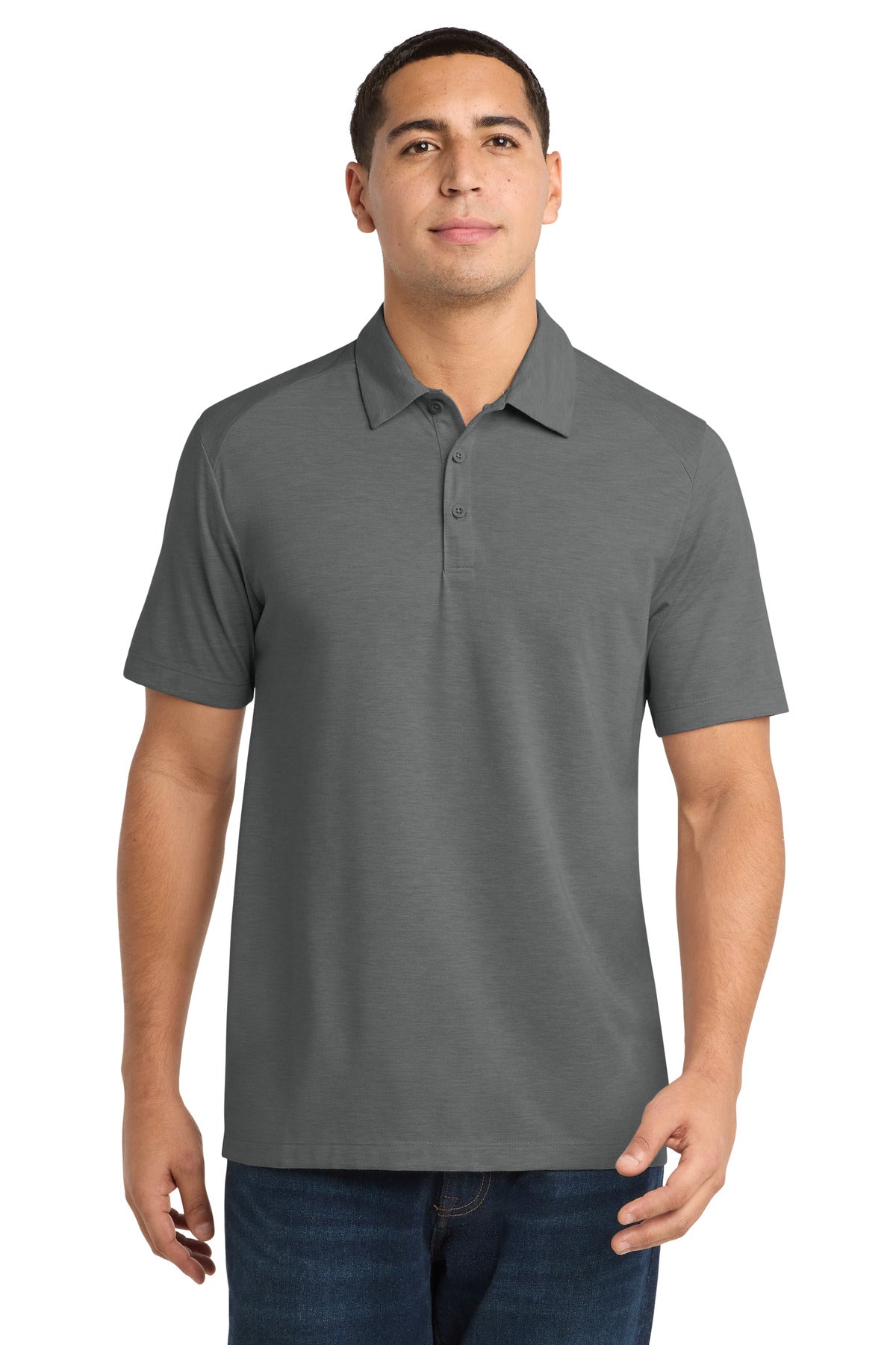 Sport-Tek  PosiCharge  Tri-Blend Wicking Polo. ST405 in Dark Grey Heather