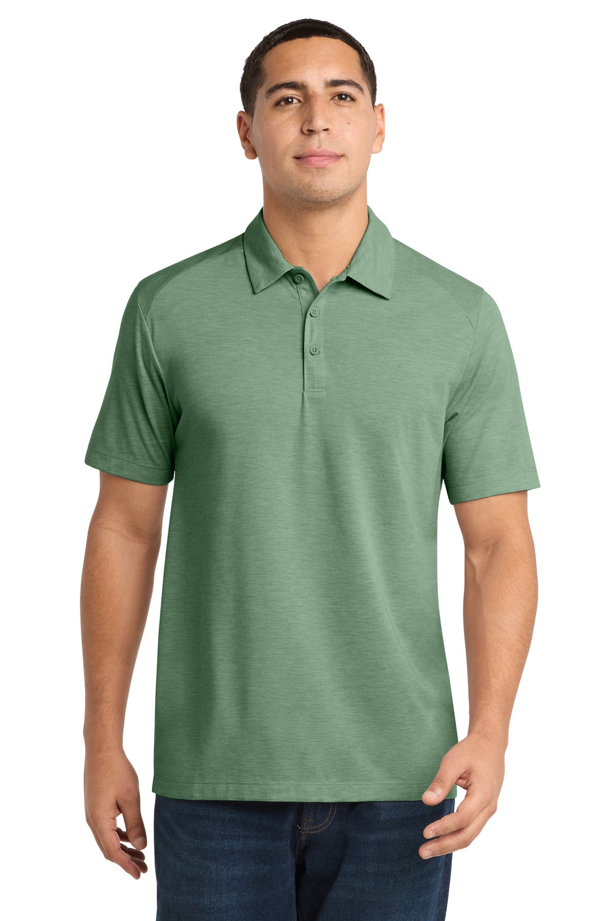 Sport-Tek  PosiCharge  Tri-Blend Wicking Polo. ST405 in Forest Green Heather