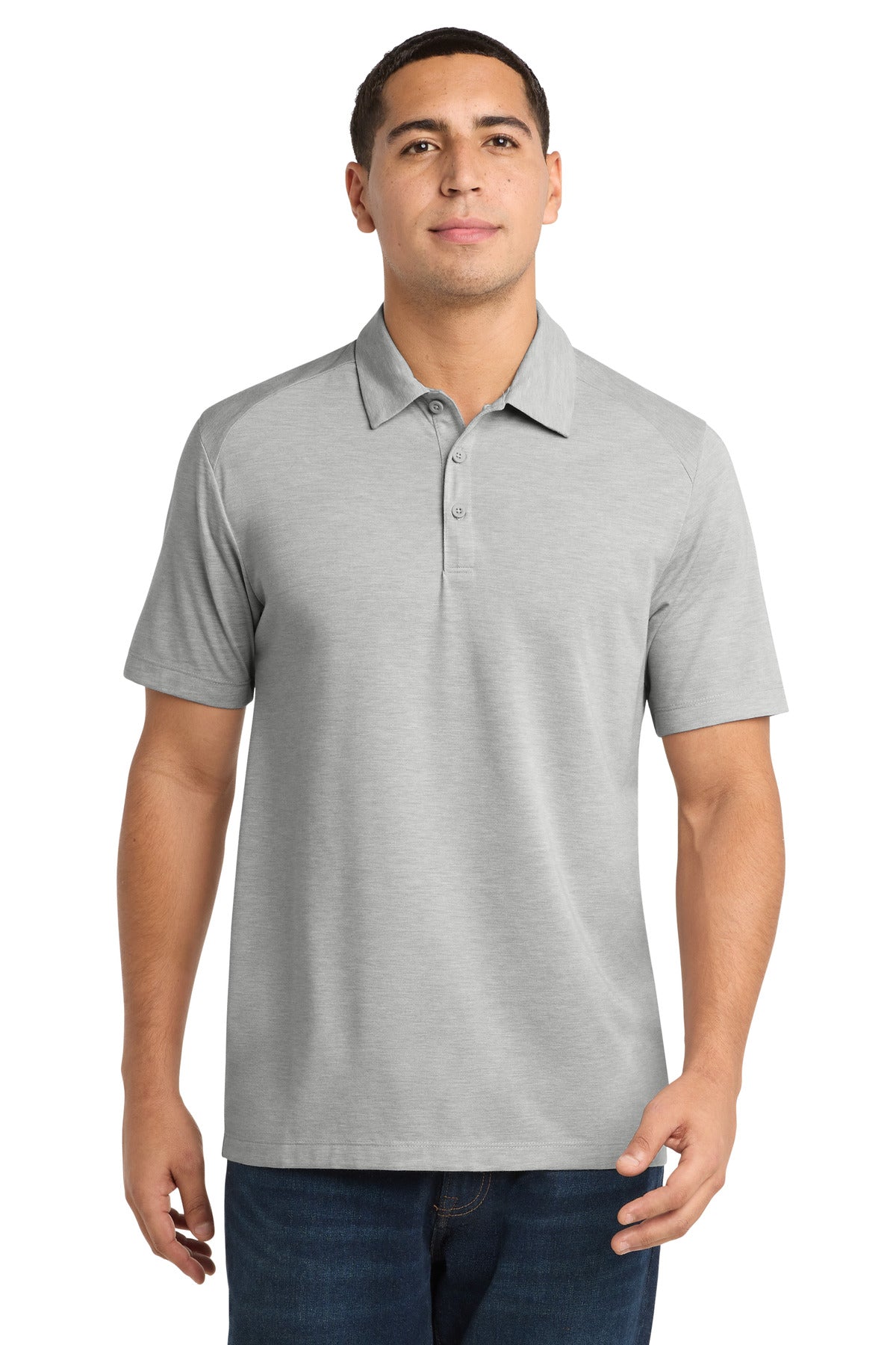 Sport-Tek  PosiCharge  Tri-Blend Wicking Polo. ST405 in Light Grey Heather