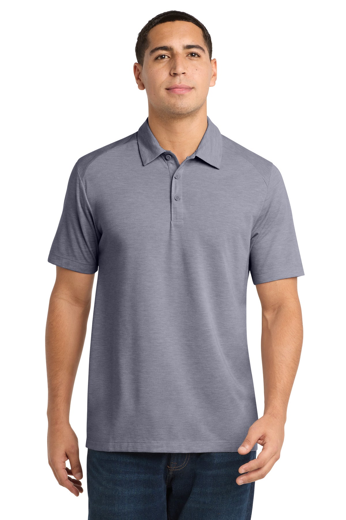 Sport-Tek  PosiCharge  Tri-Blend Wicking Polo. ST405 in True Navy Heather