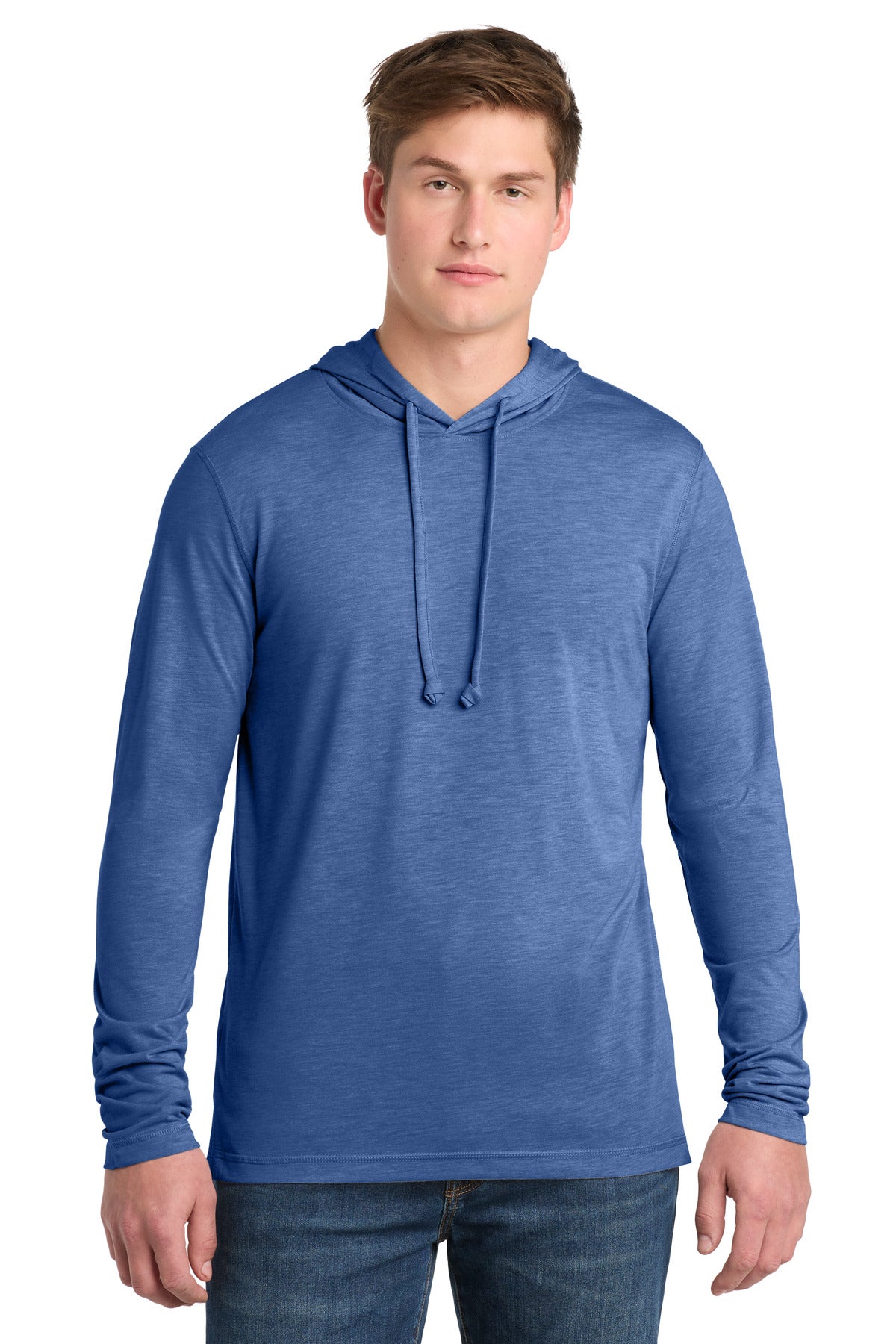 Sport-Tek  PosiCharge  Tri-Blend Wicking Long Sleeve Hoodie ST406 in True Royal Heather