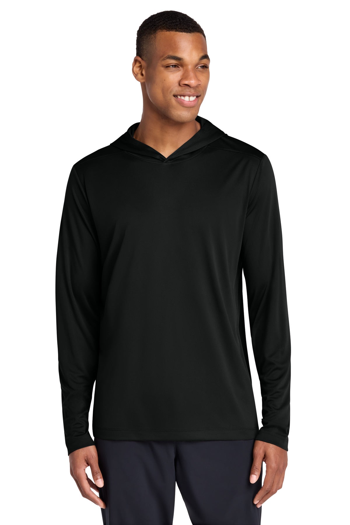 Sport-Tek Posi-UV Pro Long Sleeve Hoodie ST420LSH in Black
