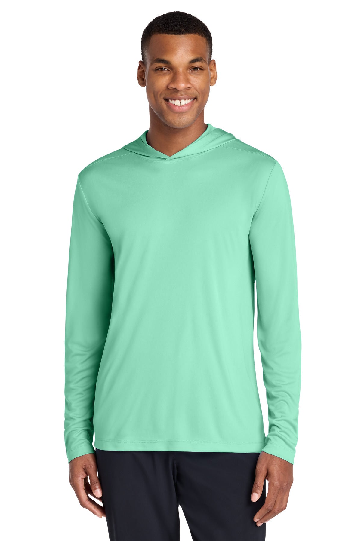 Sport-Tek Posi-UV Pro Long Sleeve Hoodie ST420LSH in Bright Seafoam