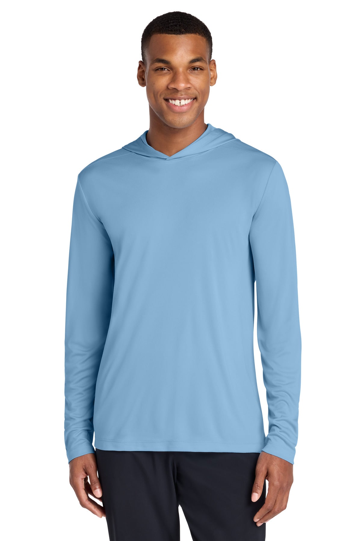 Sport-Tek Posi-UV Pro Long Sleeve Hoodie ST420LSH in Light Blue