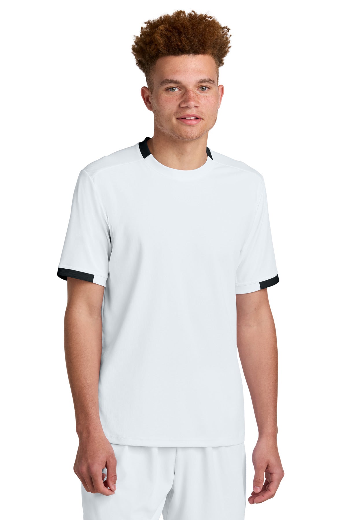 Sport-Tek Club Short Sleeve Crew ST440 in White/ Black