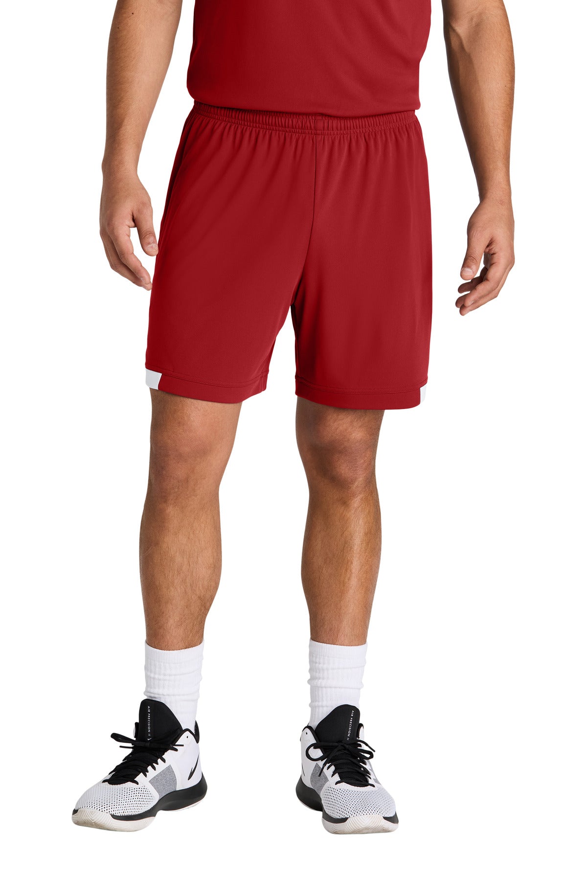 Sport-Tek Club 7  Short ST442 in Deep Red/ White