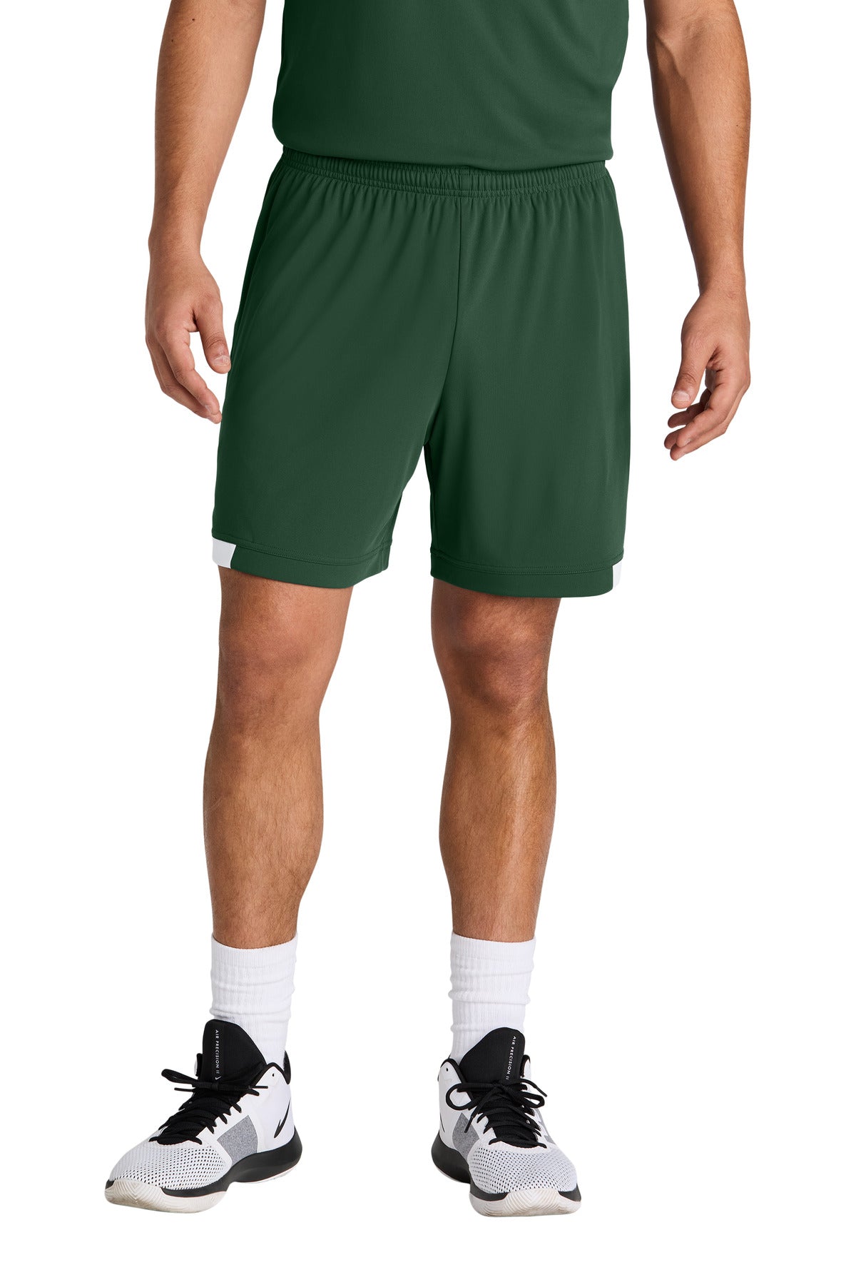 Sport-Tek Club 7  Short ST442 in Forest Green/ White