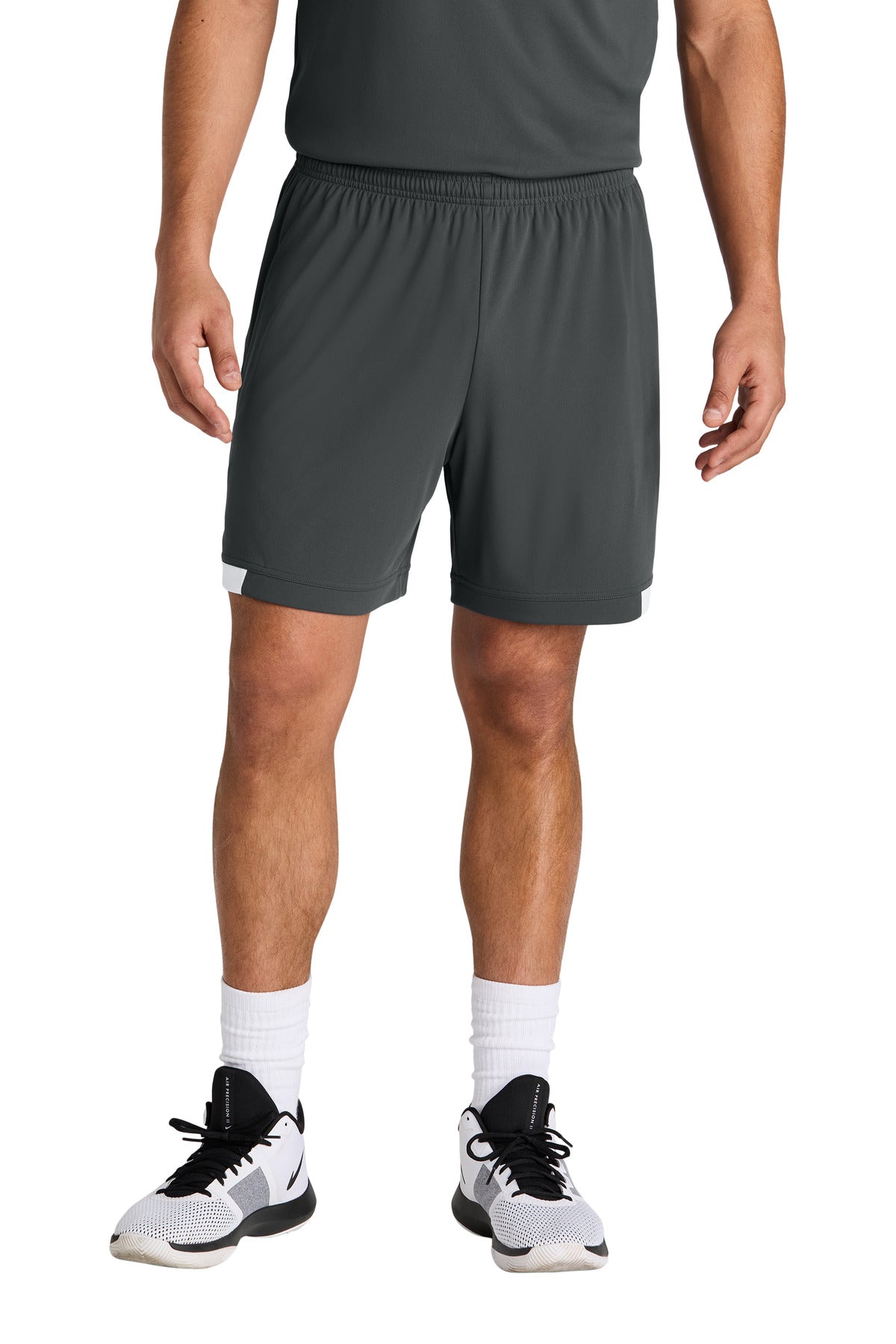 Sport-Tek Club 7  Short ST442 in Iron Grey/ White