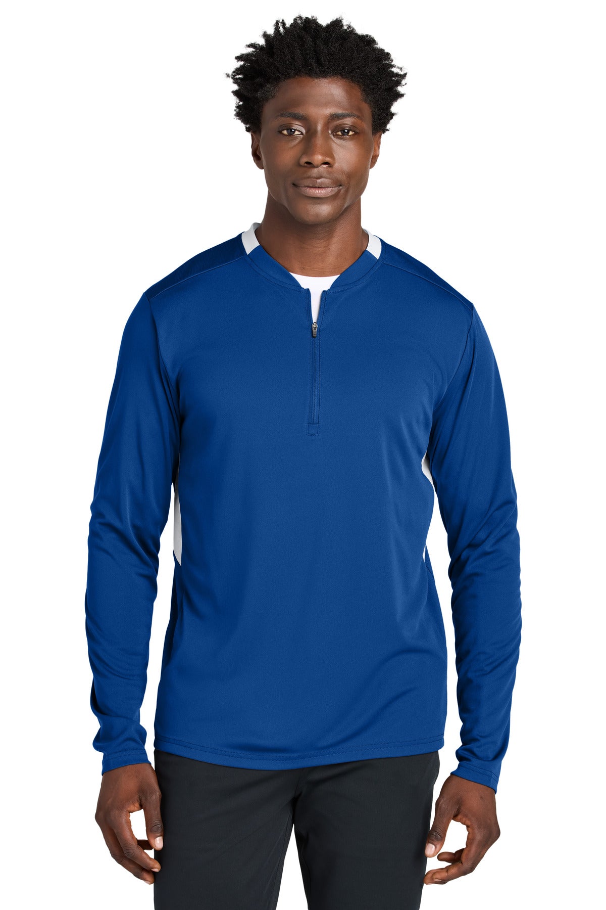 Sport-Tek Club 1/4-Zip Pullover ST443 in True Royal/ White
