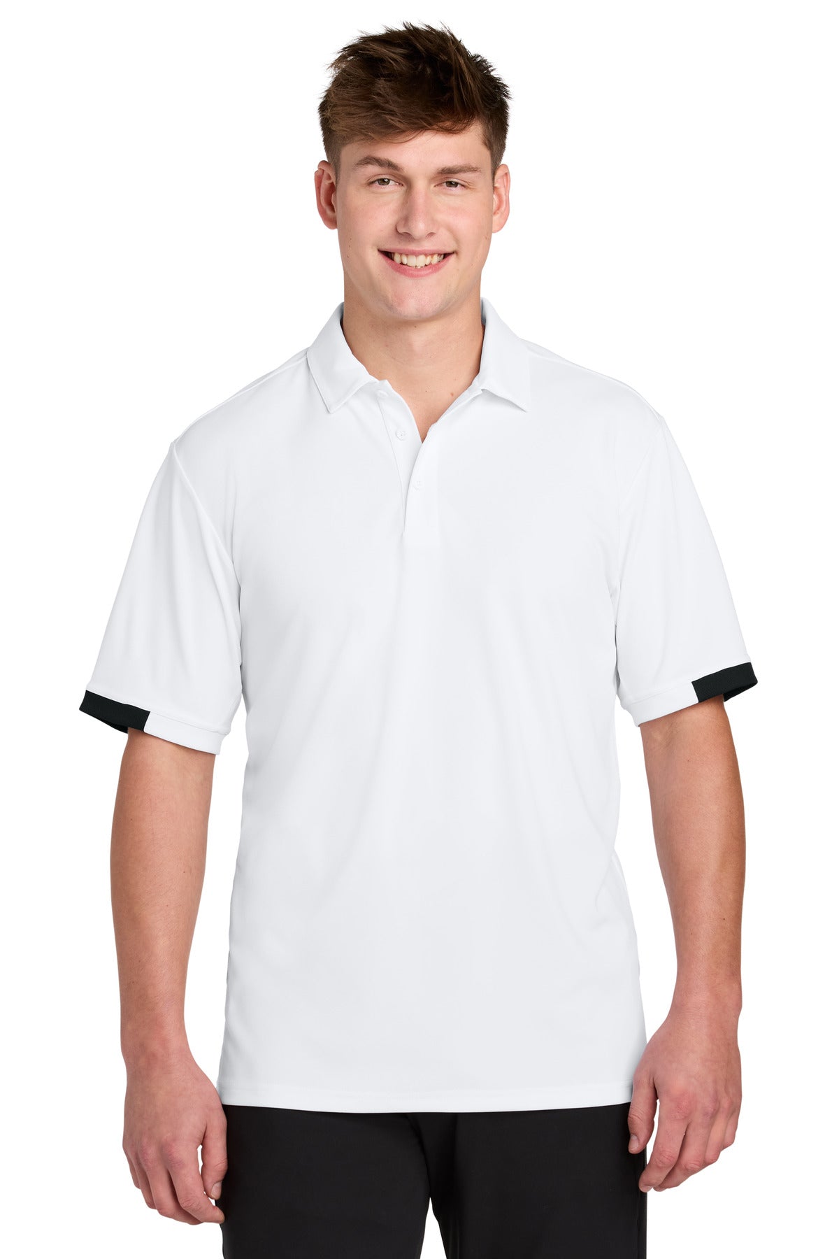 Sport-Tek Club Colorblock Polo ST444 in White/ Black