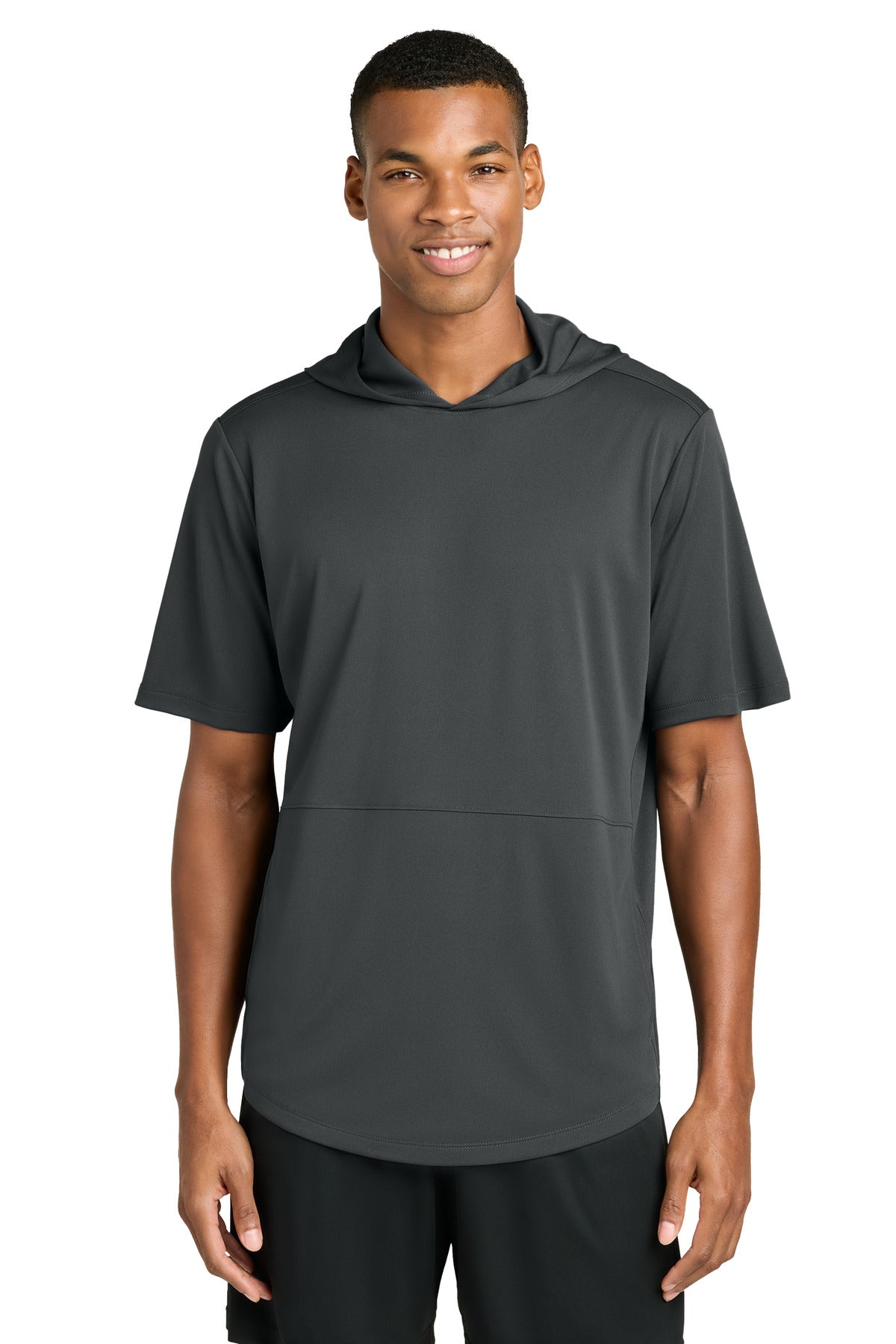 Sport-Tek Club Short Sleeve Hoodie ST445 in Iron Grey