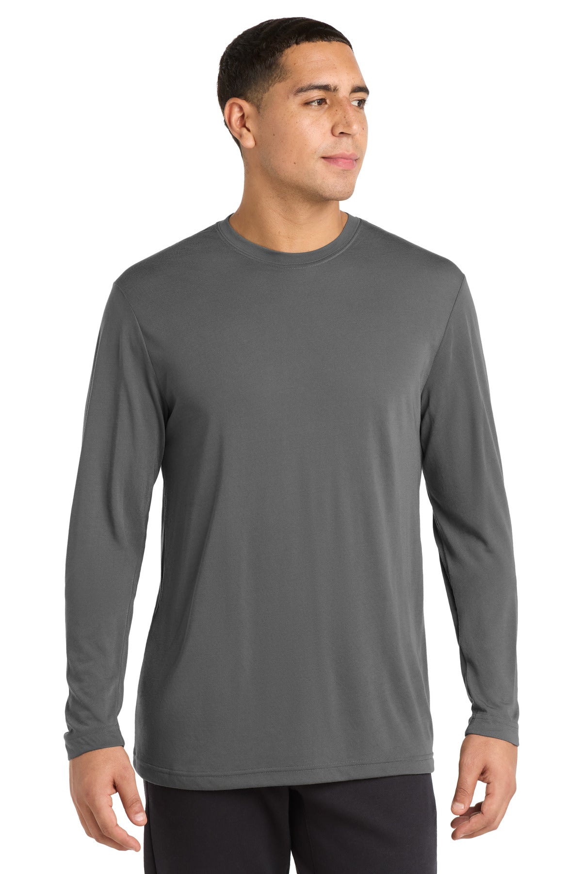 Sport-Tek Long Sleeve PosiCharge Competitor Cotton Touch Tee. ST450LS in Dark Smoke Grey
