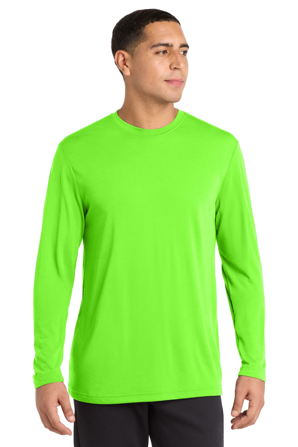 Sport-Tek Long Sleeve PosiCharge Competitor Cotton Touch Tee. ST450LS in Neon Green