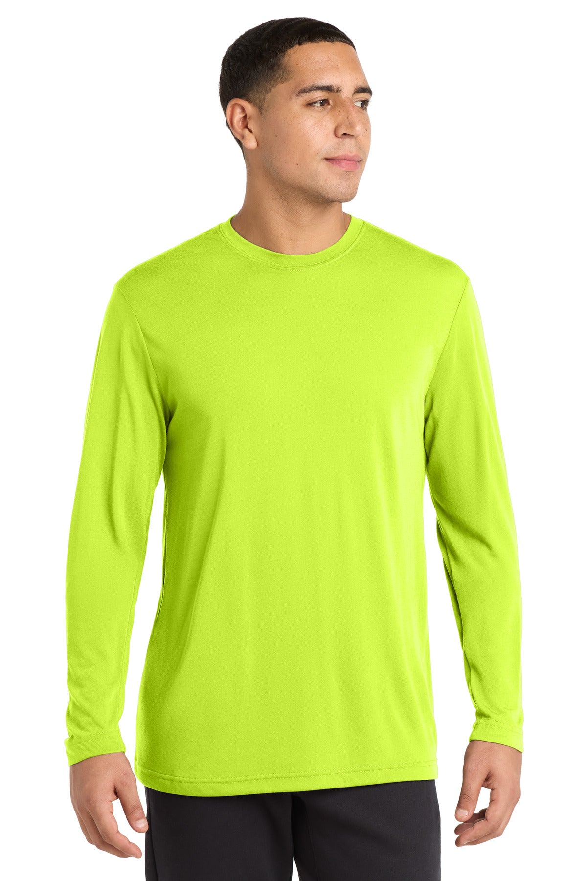 Sport-Tek Long Sleeve PosiCharge Competitor Cotton Touch Tee. ST450LS in Neon Yellow